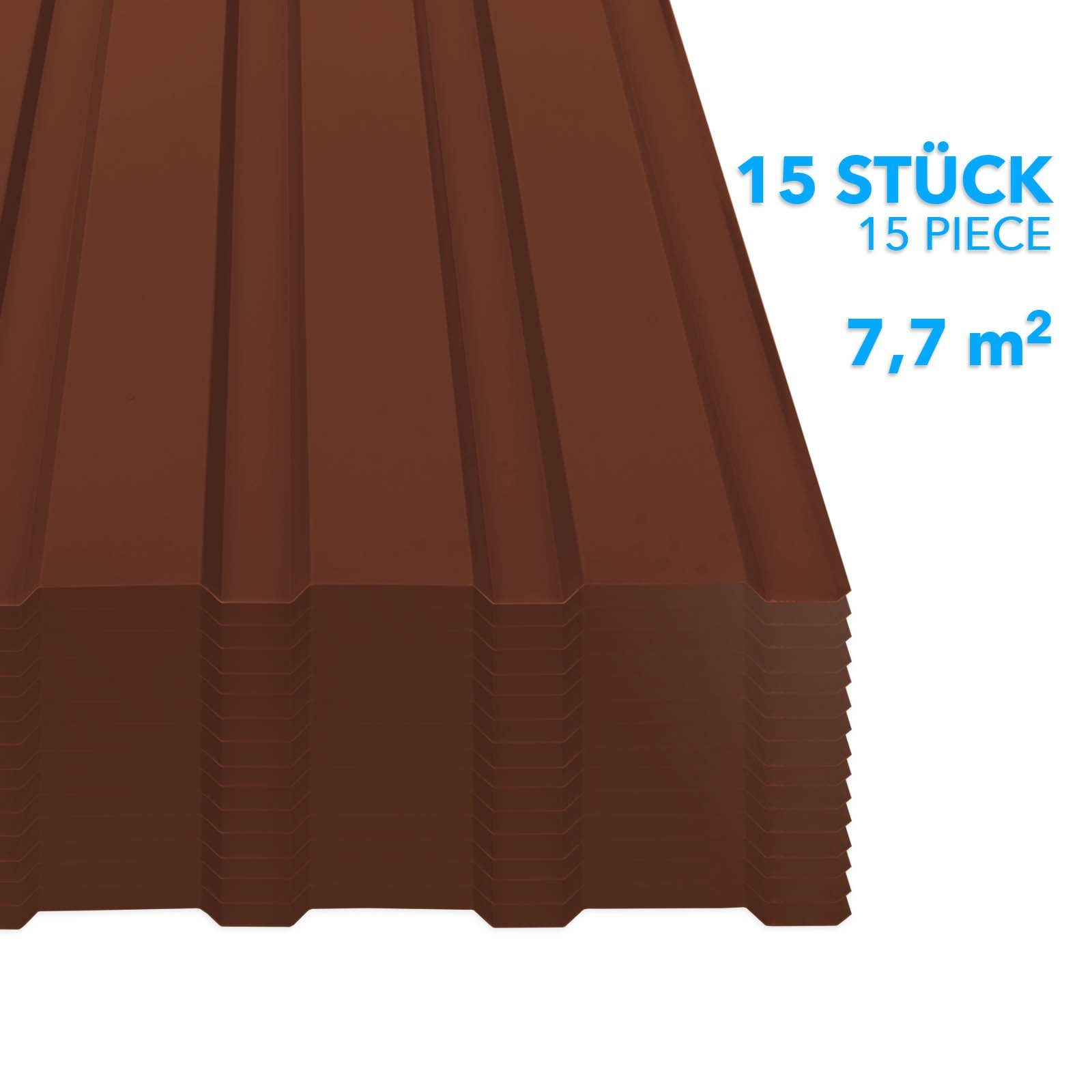 Karat Trapezblech Dachblech 7,7m² inkl Schrauben, Wandblech verzinkt, Profilblech, Blech verzinkt, 1150x450x0,25 mm (Spar-Set 15-St. 115x45 cm) wetterfest für Carport & Gartenhaus, verschiedene Farben