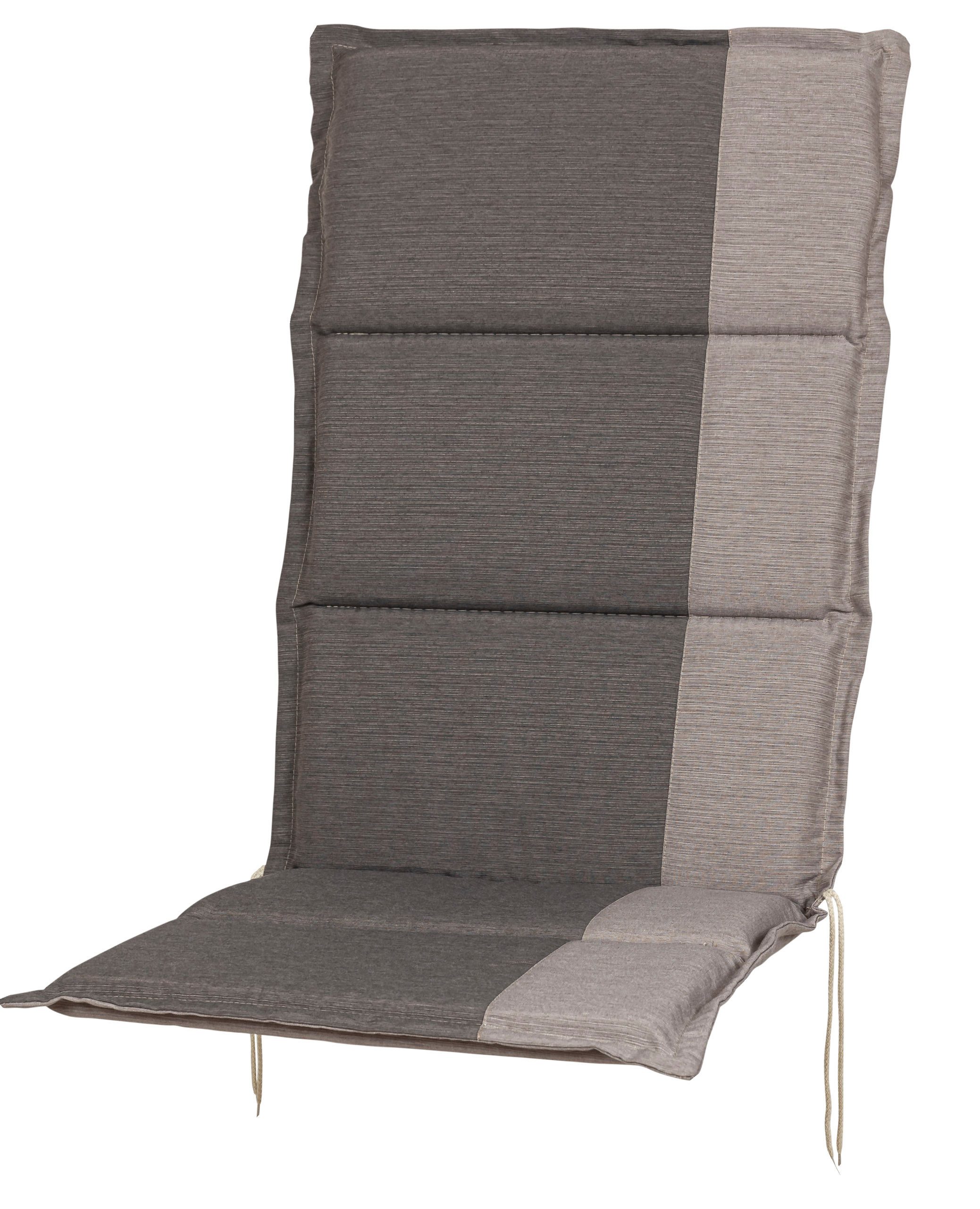 Sun Garden Hochlehnerauflage Hochlehner Capri 90824-610 taupe 120x50x4 cm Sun Garden, (1 St), Halteband verstellbar mit Bindebändern