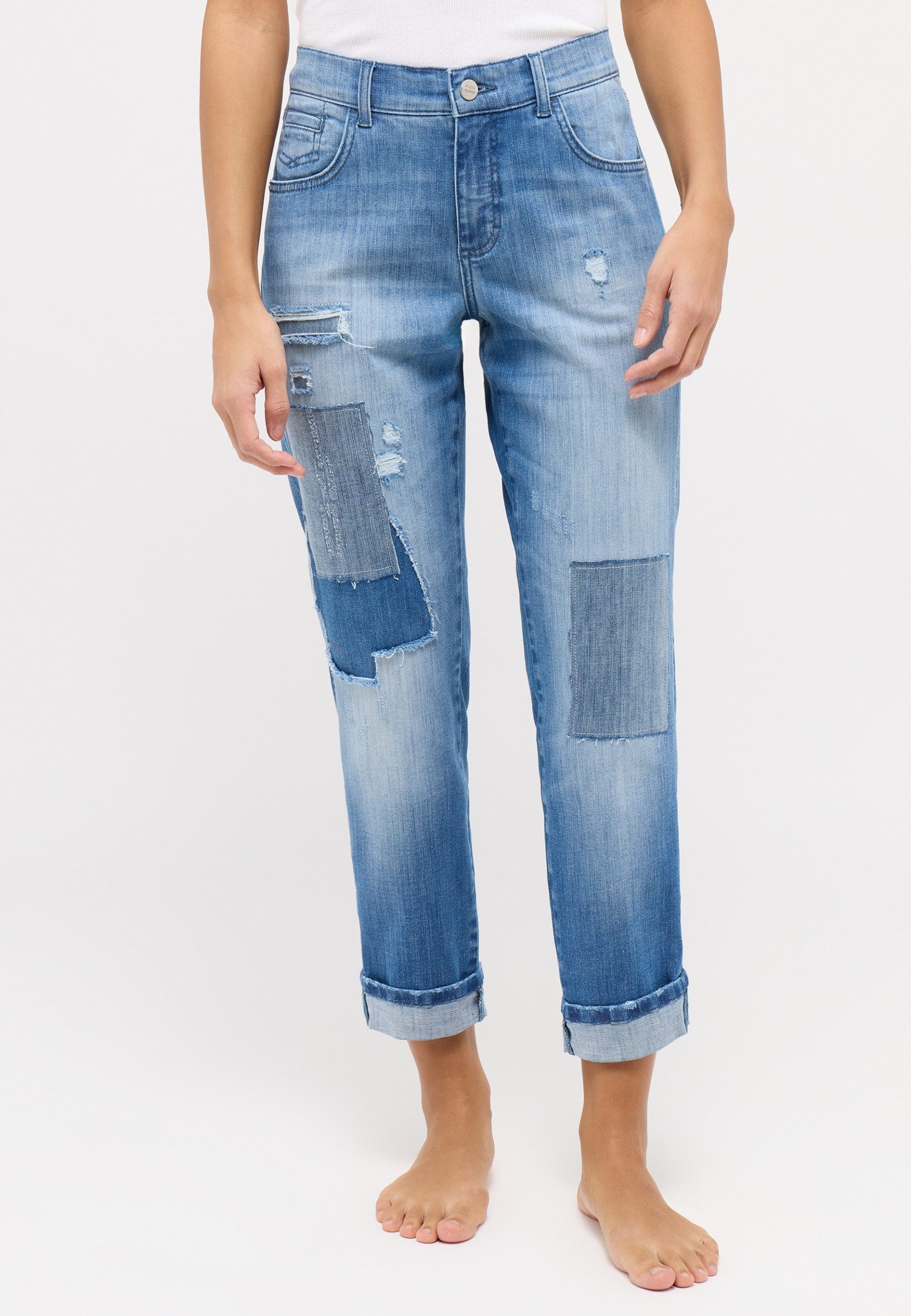 ANGELS 5-Pocket-Jeans DARLEEN CROP TU PATCH LIGHT BLUE USED DESTROYED günstig online kaufen