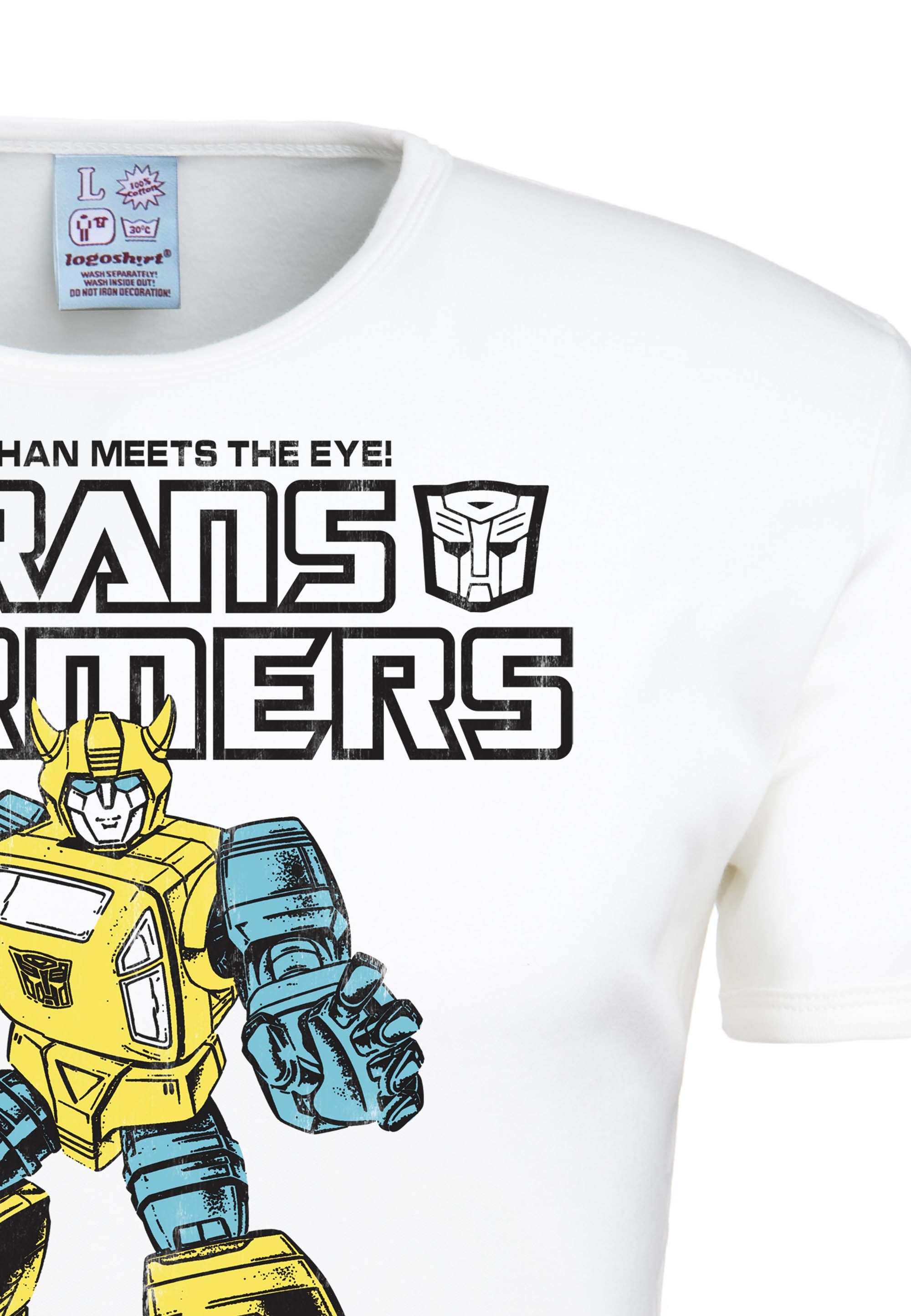 großflächigem LOGOSHIRT Bumblebee T-Shirt Autobots Frontprint mit