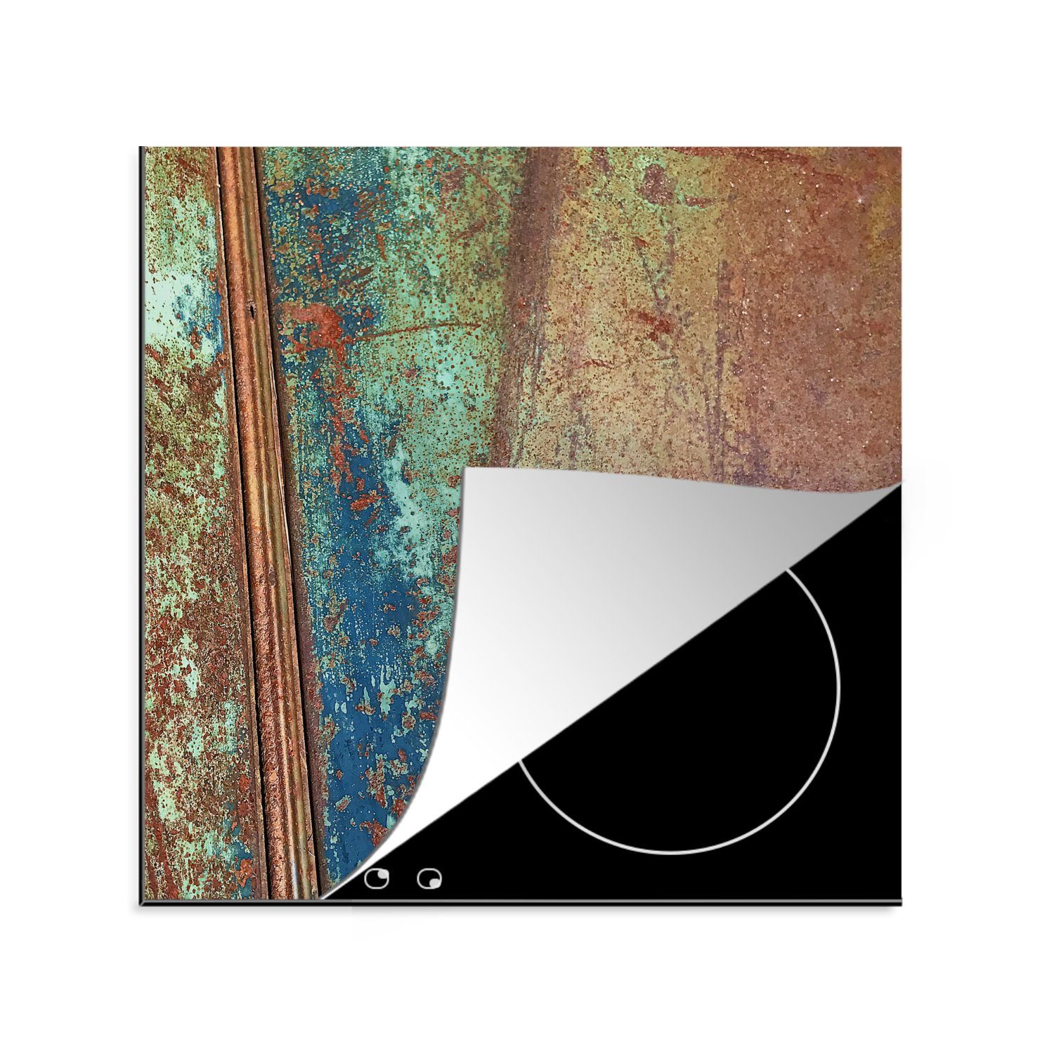 MuchoWow Herdblende-/Abdeckplatte Rost - Metall - Stahl, Vinyl, (1 tlg), 78x78 cm, Ceranfeldabdeckung, Arbeitsplatte für küche