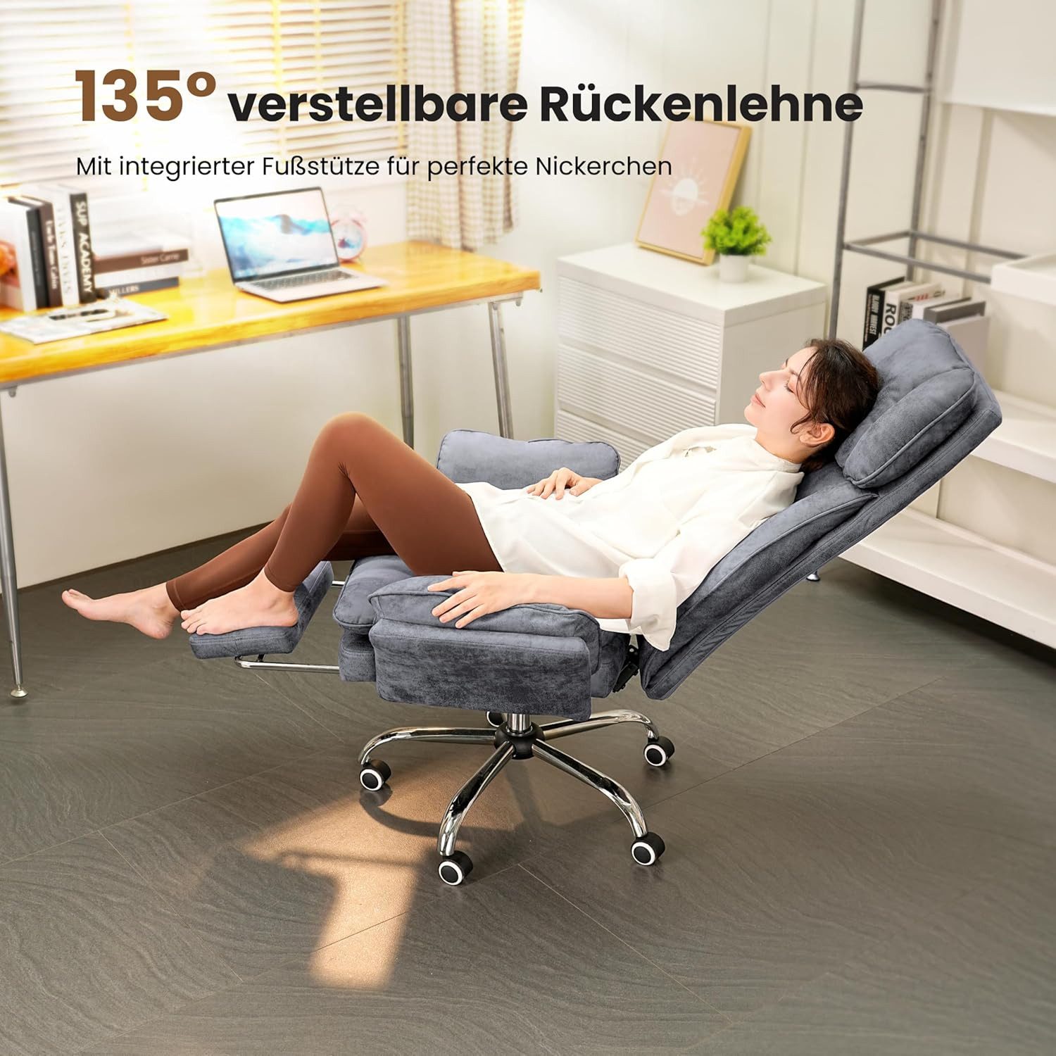 Patbrela Drehstuhl Bürostuhl Chefsessel Ergonomisch mit klappbaren Armlehnen