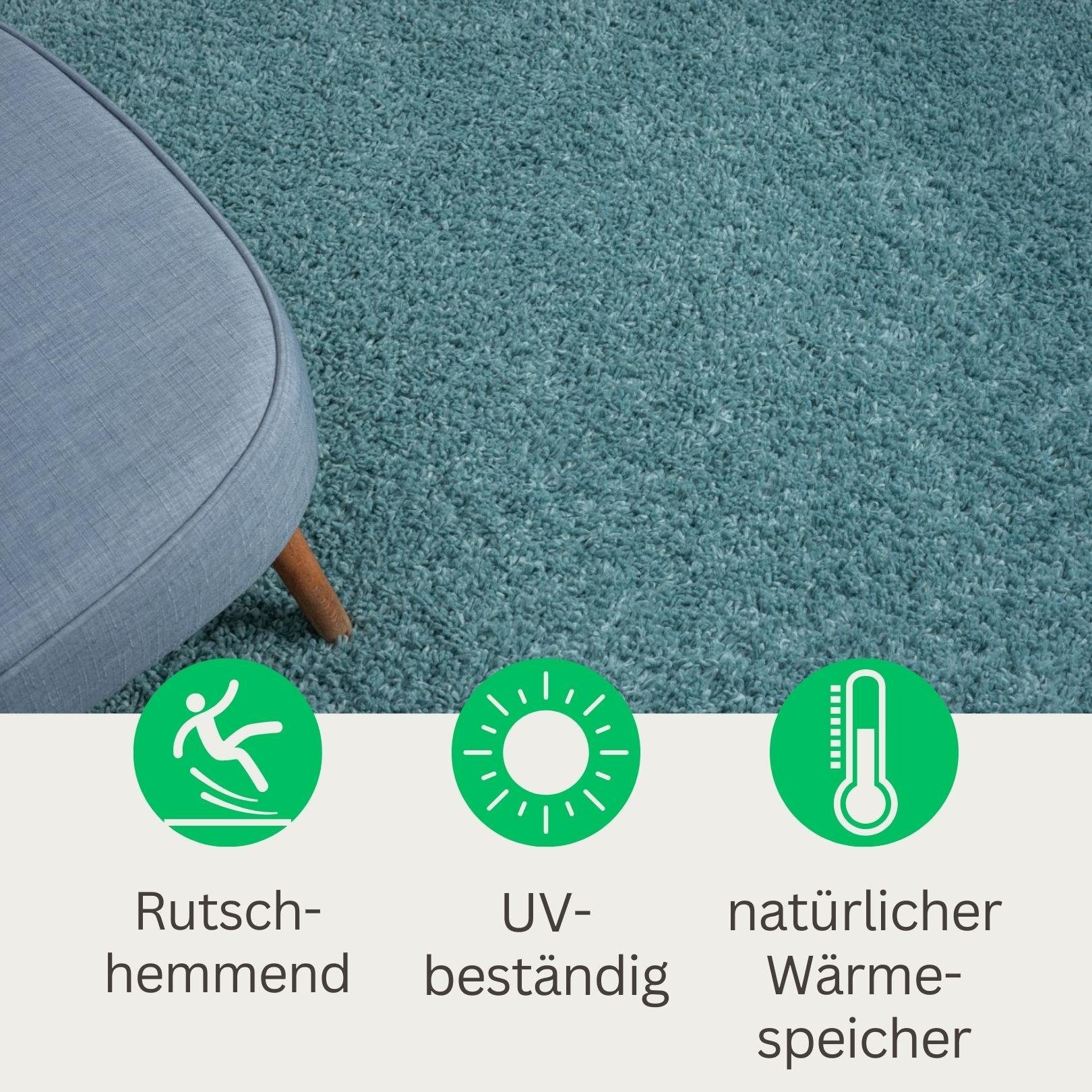 Wohnando Teppich MY-RUG Hochflorteppich Shaggy Star 150x100cm, rechteckig, Höhe: 38 mm, einfarbig, leicht glänzend, extra flauschig – Bild 4 von 5