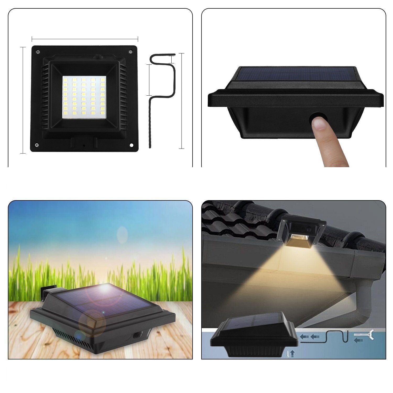 Home safety LED Dachrinnenleuchte 40LEDs Solarlampen, Außen Schwarz Lichtsensor