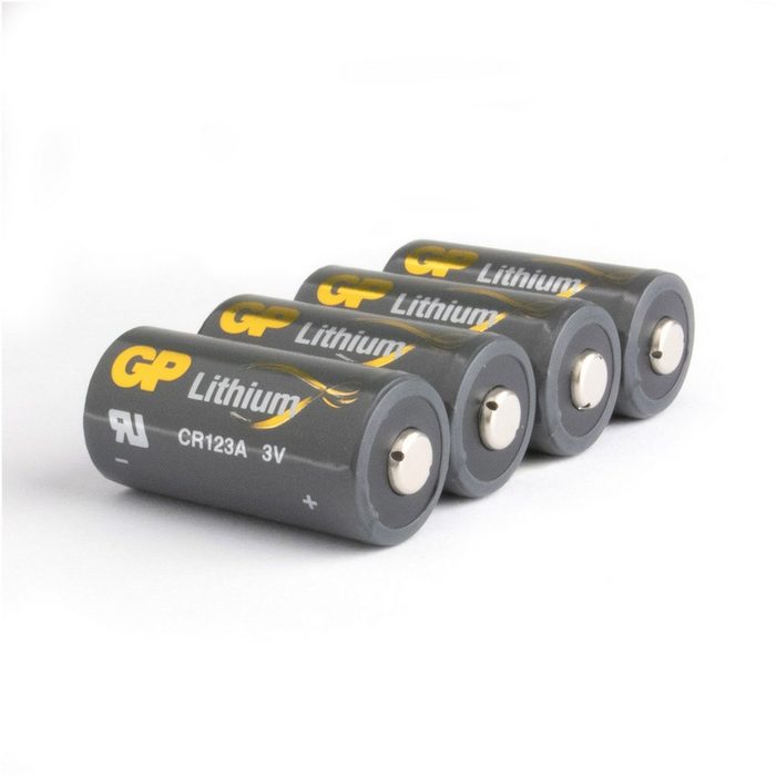 GP Batteries CR123A Batterie GP Lithium 4 Stück Fotobatterie (3 V) bis zu 10 Jahre Lagerfähig
