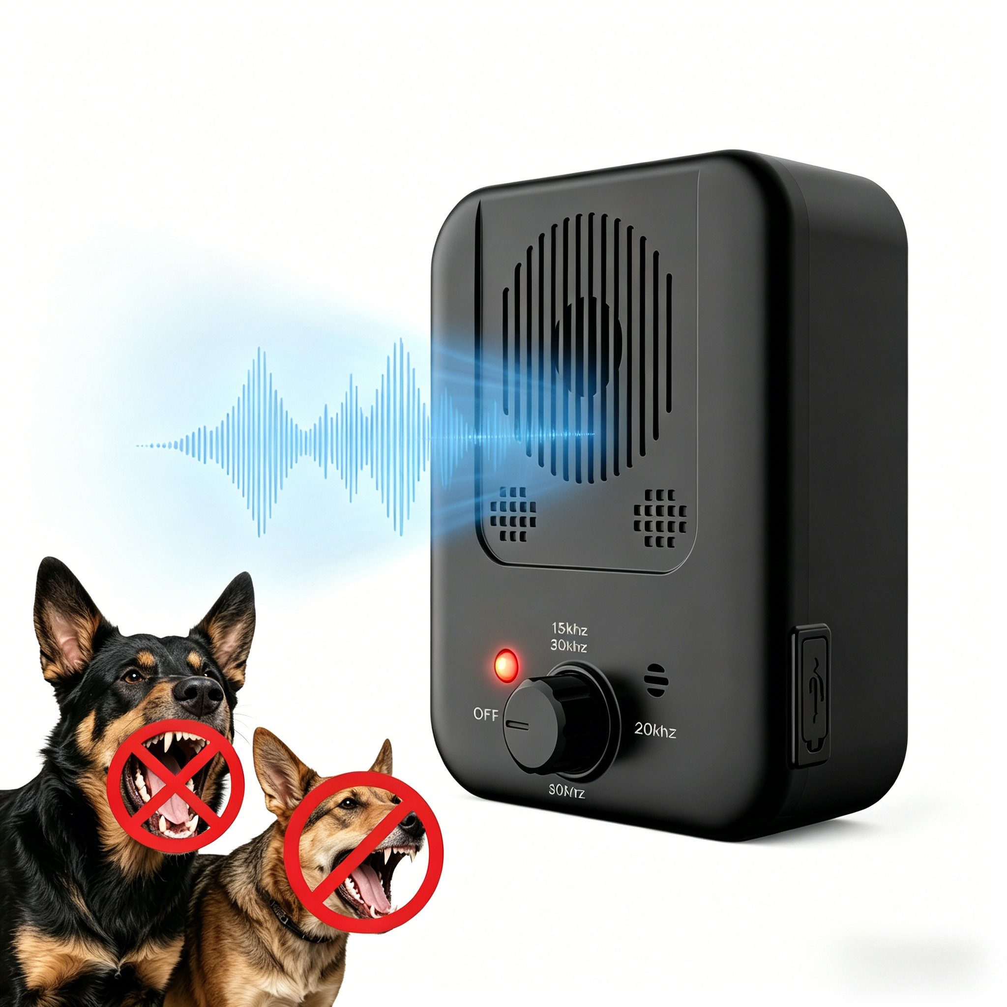VIVIHEYDAY Trainingshilfe Antibell für Hunde - Ultraschall Antibell Gerät für Hunde mit 3, Frequenzstufen, Wiederaufladbar, Ultraschall Hundebell Stopper