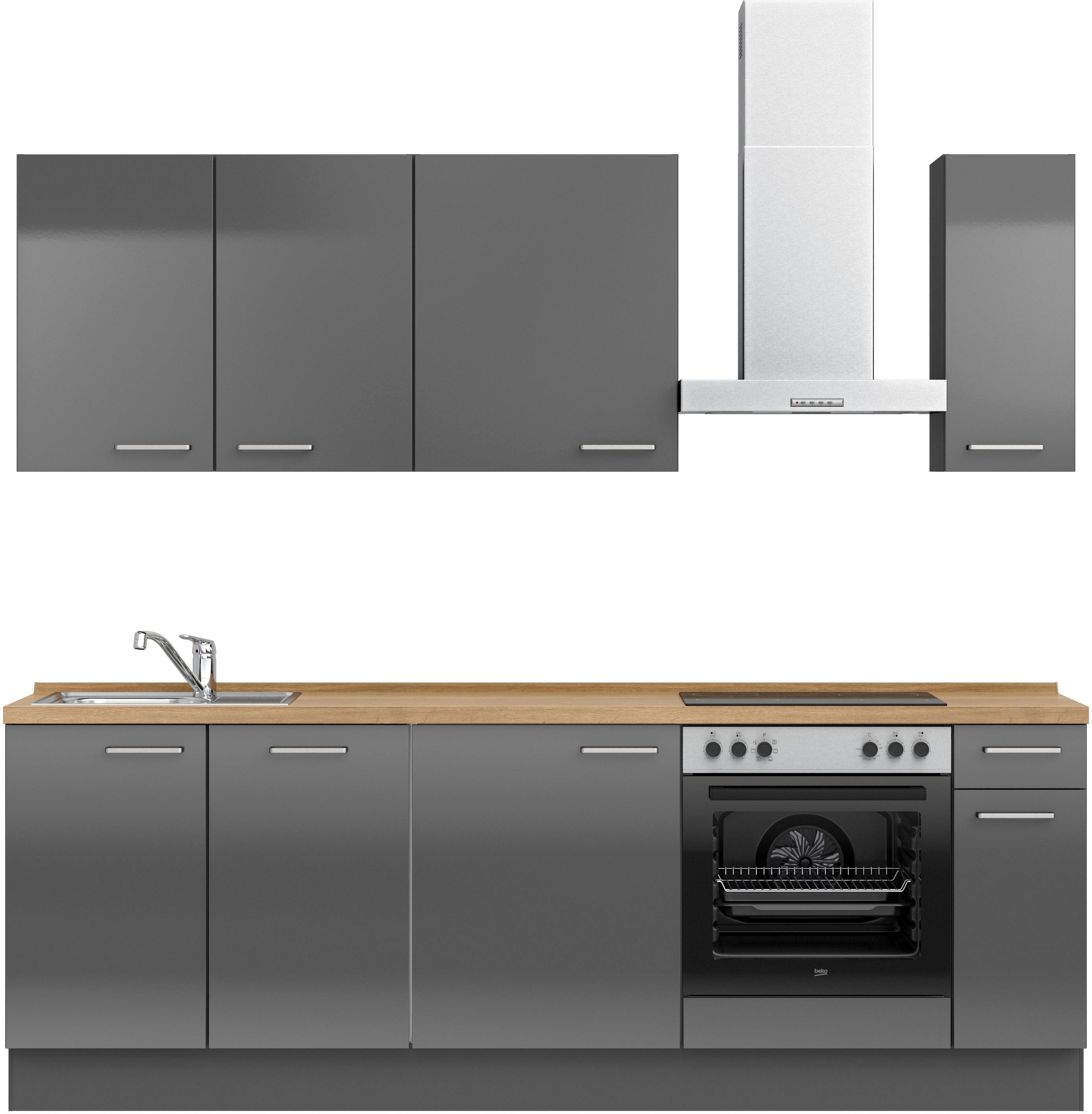 nobilia® Кухниzeile "Flash I", vormontiert, Ausrichtung wählbar, Breite 240 cm, wahlw. mit E-Geräten
