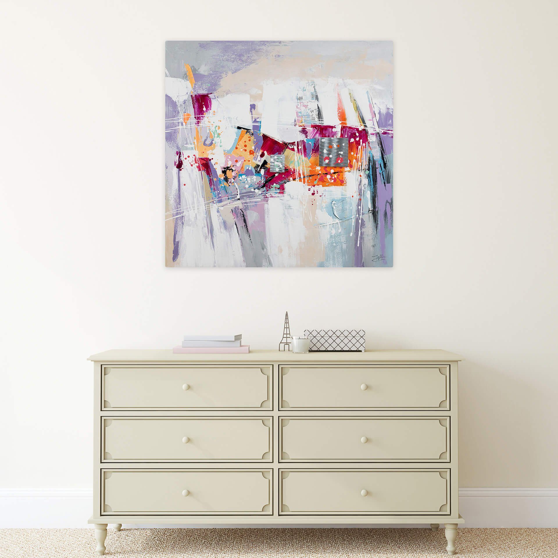 KUNSTLOFT Gemälde Ein Funke Hoffnung 80x80 cm, Leinwandbild 100% HANDGEMALT Wandbild Wohnzimmer