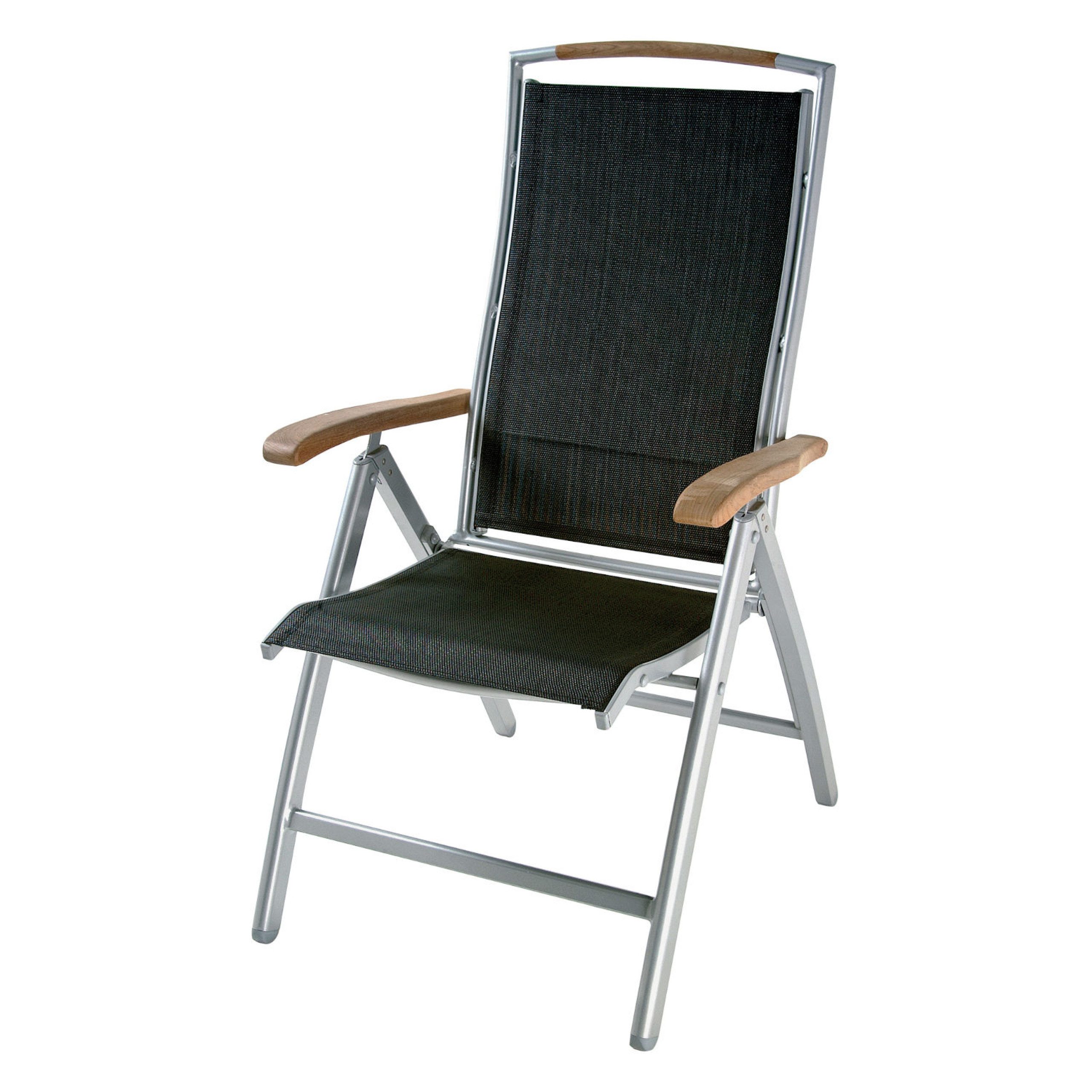 Inko Gartenstuhl Inko Klappsessel Frisco Aluminium/Textilen/Teak Hochlehner 3 Farben