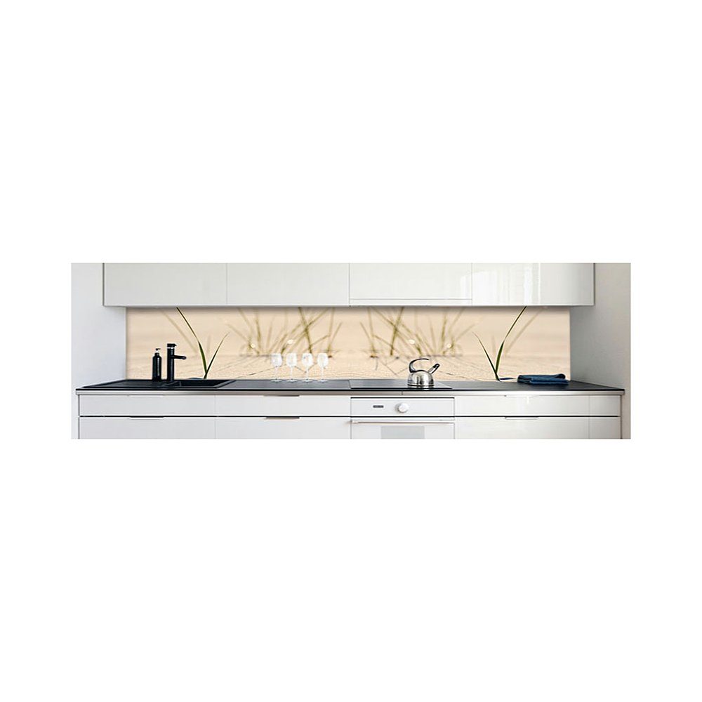 DRUCK-EXPERT Küchenrückwand Küchenrückwand Sand 0,4 mm Premium Gras selbstklebend Hart-PVC