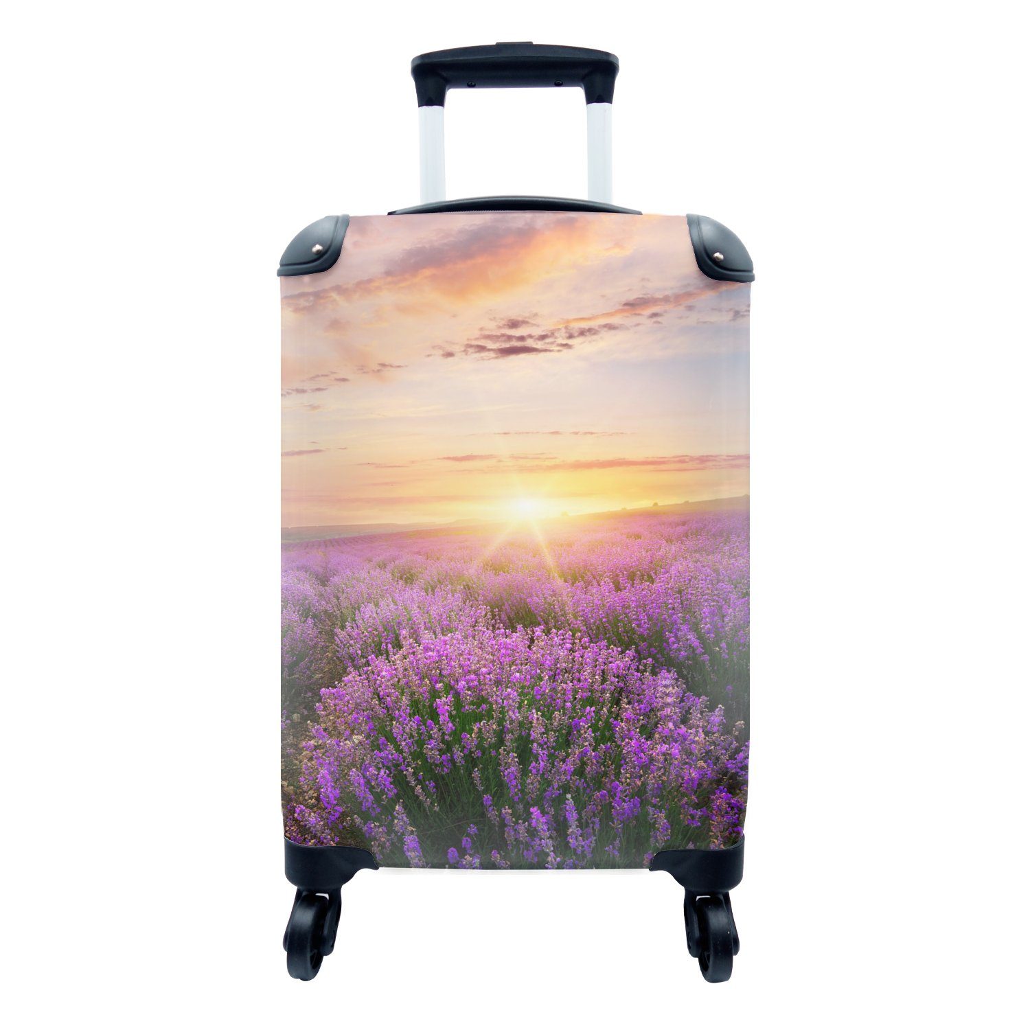 MuchoWow Handgepäckkoffer Lavendel - Sonne - Blumen, 4 Rollen, Reisetasche mit rollen, Handgepäck für Ferien, Trolley, Reisekoffer