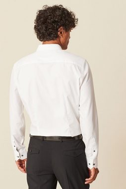 Next Langarmhemd Strukturiertes Slim Fit Hemd mit Besatz (1-tlg)