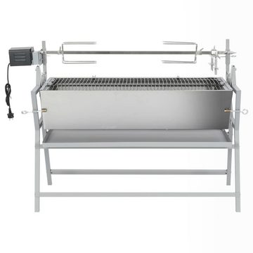 vidaXL Holzkohlegrill BBQ Grill mit Drehspieß Eisen und Edelstahl