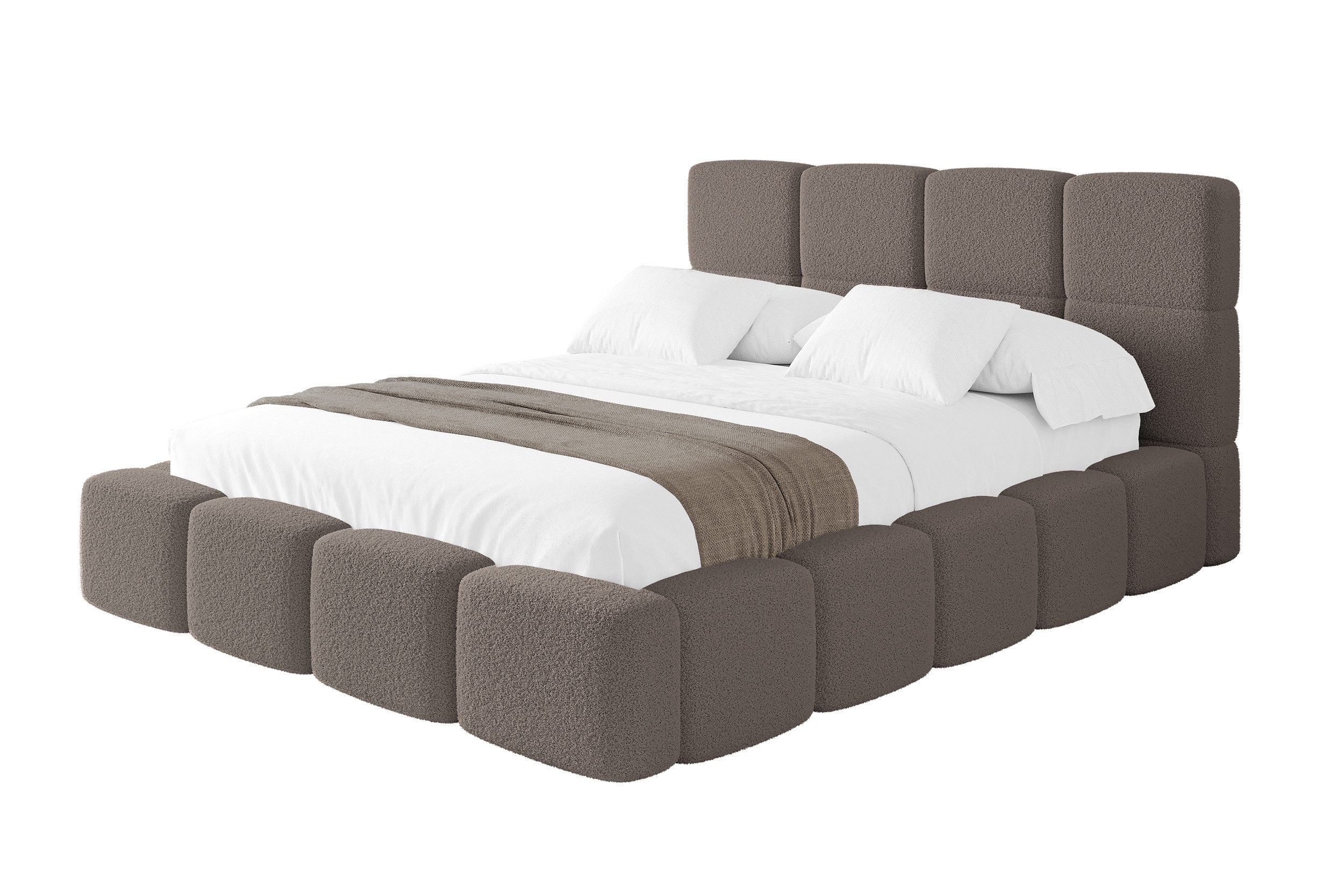 ALTDECOR Polsterbett NATA (Polsterbett mit Bettkasten und Lattenrost, Boxbett mit Matratze), Doppelbett mit Stauraum, Bett mit Kopfteil