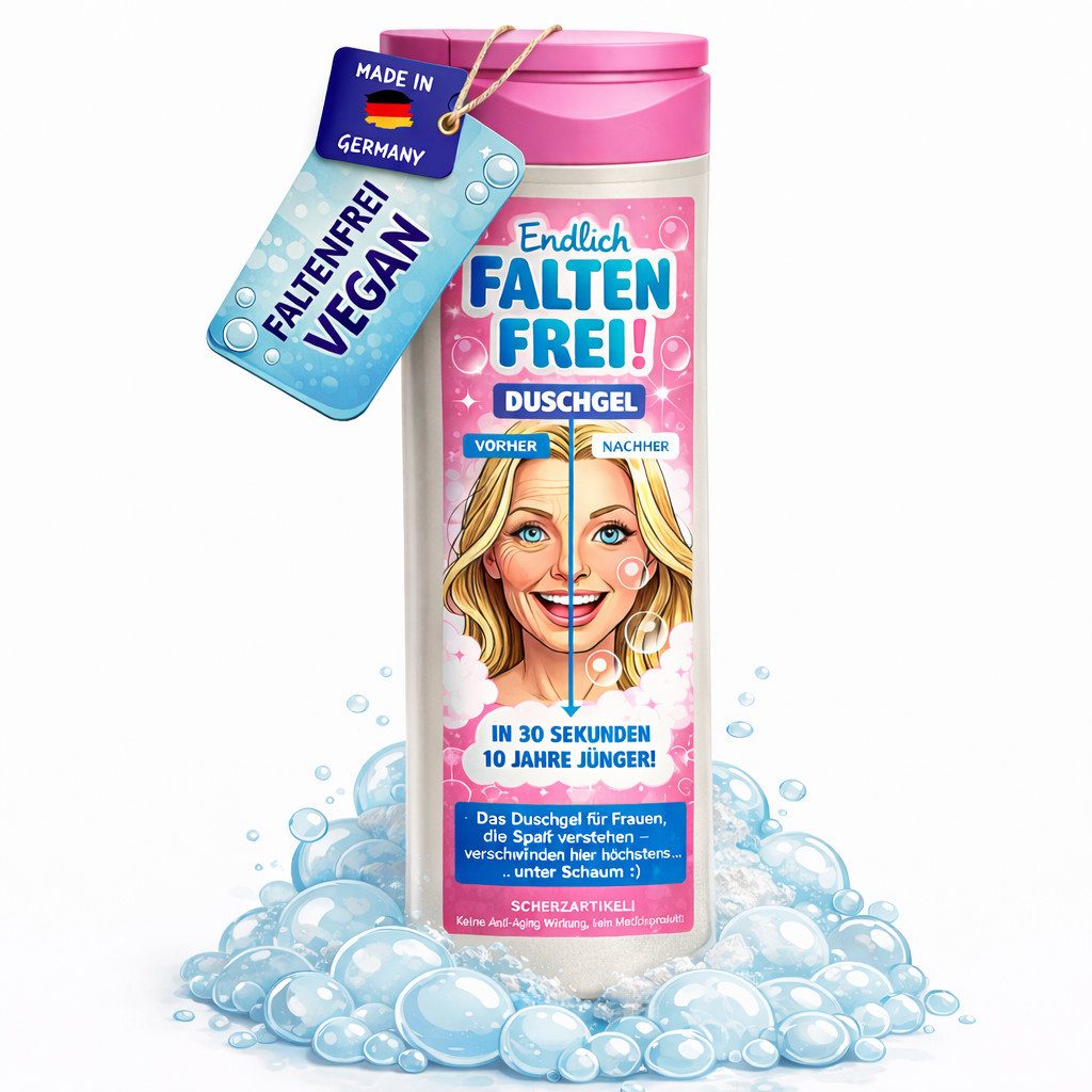 Deggelbam Duschgel 300ml "Faltenfrei" - Lustiges Geschenk für Frauen mit Humor!, VEGAN