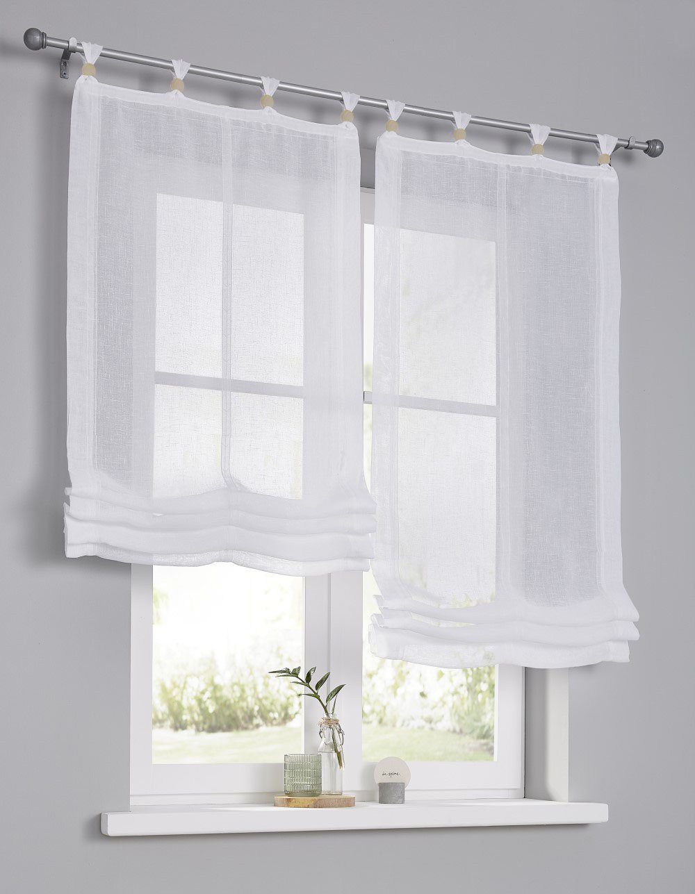 Kutti Raffrollo Brondby Boule, mit Schlaufen, freihängend, halbtransparent, günstig online kaufen