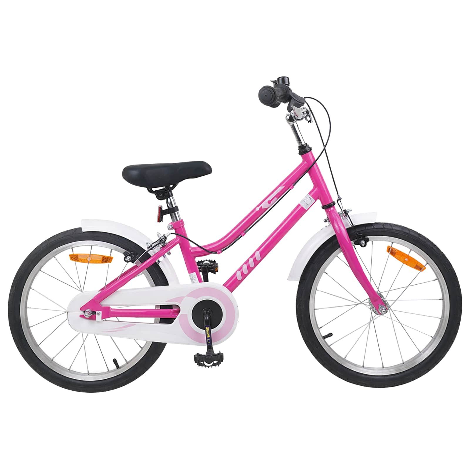 vidaXL Kinderfahrrad 123 x 51 x 78 cm Kinderfahrrad 18 Zoll für 5-7 Jahre alt Pink Weiß