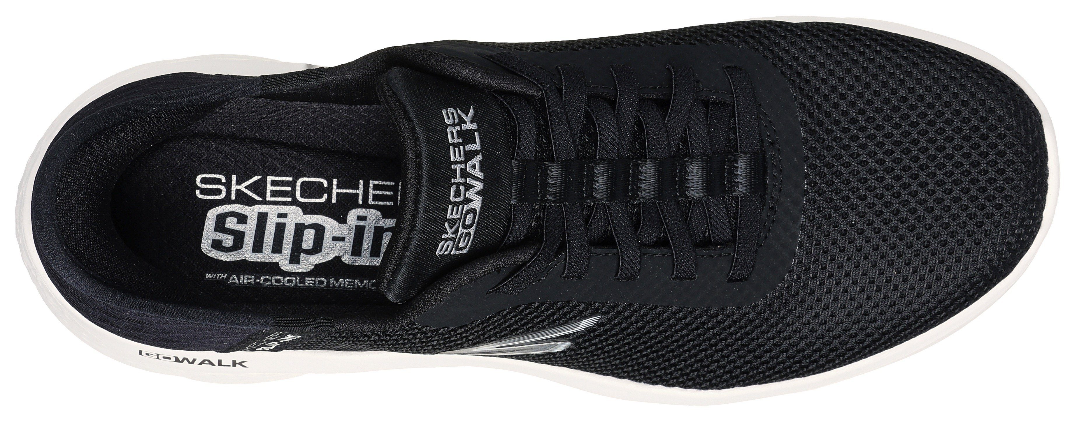 Skechers GO WALK schwarz-weiß Slip-On geeignet FLEX-GRAND ENTRANCE Sneaker Maschinenwäsche für