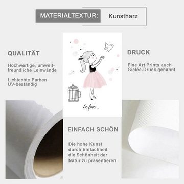 TPFLiving Kunstdruck (OHNE RAHMEN) Poster - Leinwand - Wandbild, Ballet Mädchen, Herz, Giraffe, Kaninchen für Kinderzimmer - (Mädchenzimmer, Babyzimmer, Jungenzimmer, Kindergarten), Farben: Pastel, braun, grau, orange - Größe: 10x15cm