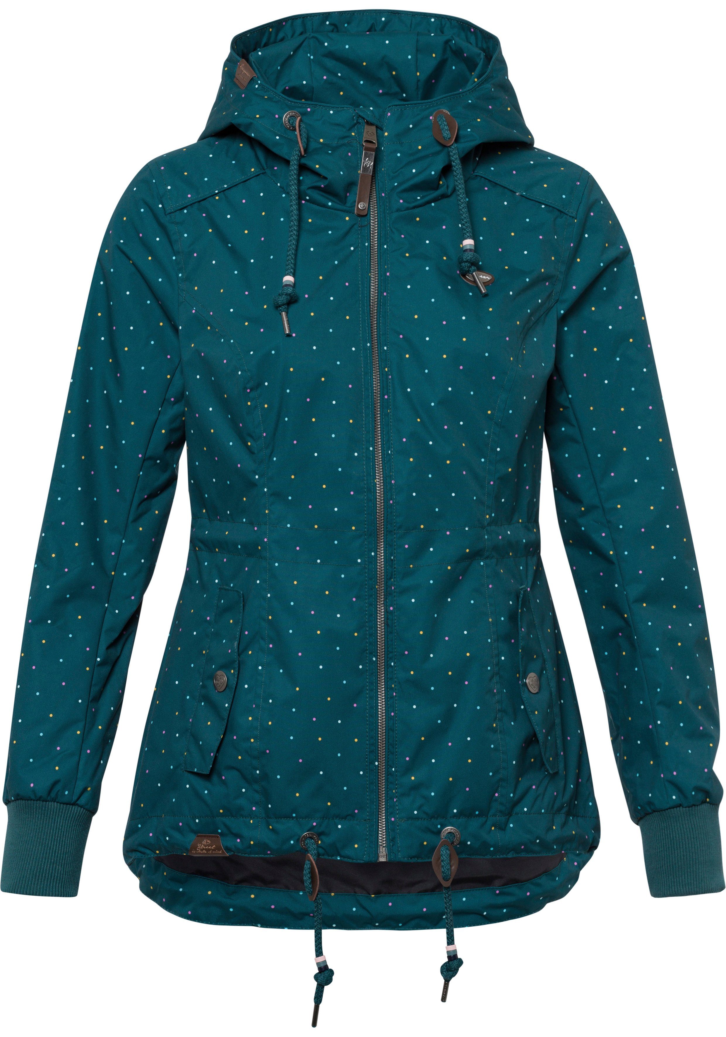 mit Muster Pünktchen GREEN DARK Outdoorjacke NUGETTKA PRINT Ragwear O