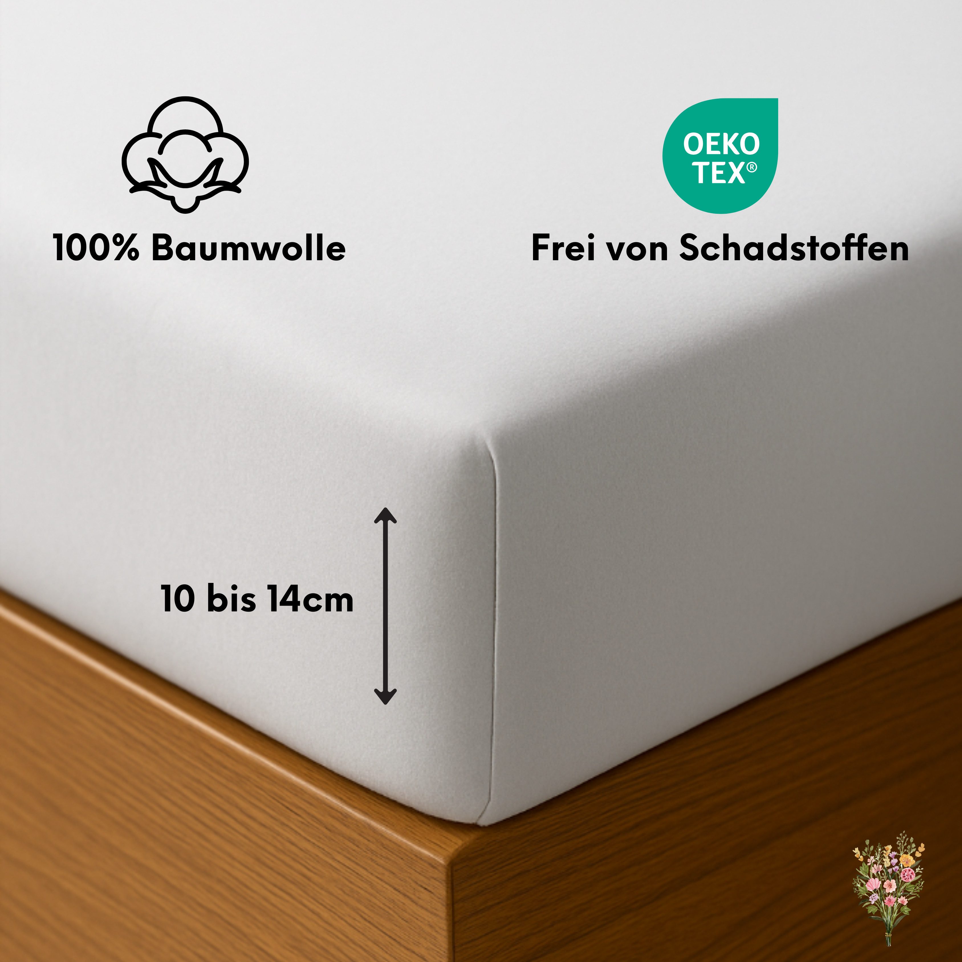 Strauss Home Spannbettlaken Premium Topper Spannbettlaken 150GSM für Matratzen-Topper 10cm Höhe, Gummizug: Rundumgummi, für Topper mit einer Höhe von 10cm, OEKO – Bild 2 von 5