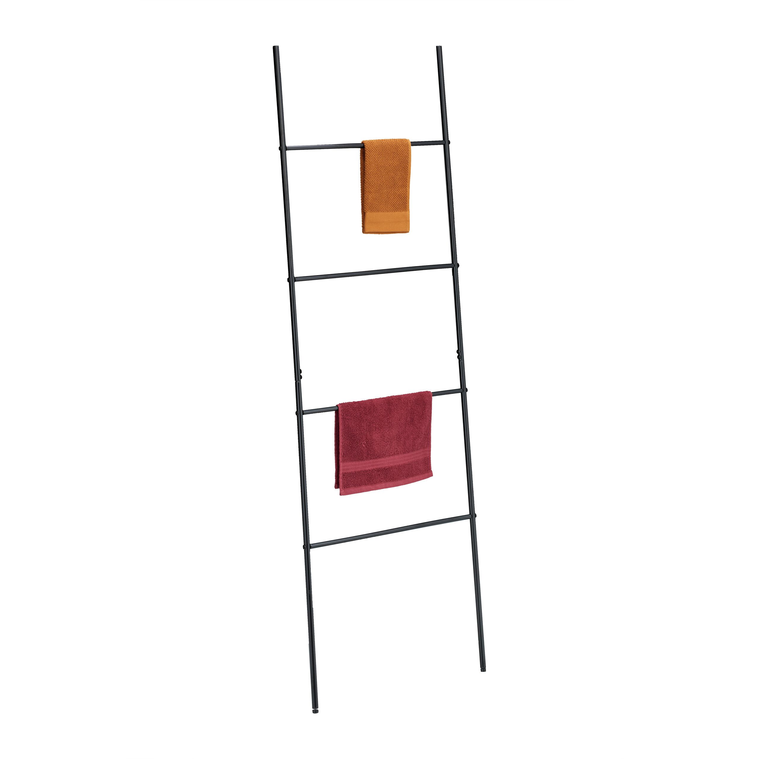 relaxdays Handtuchleiter Schwarze Handtuchleiter mit 4 Sprossen günstig online kaufen