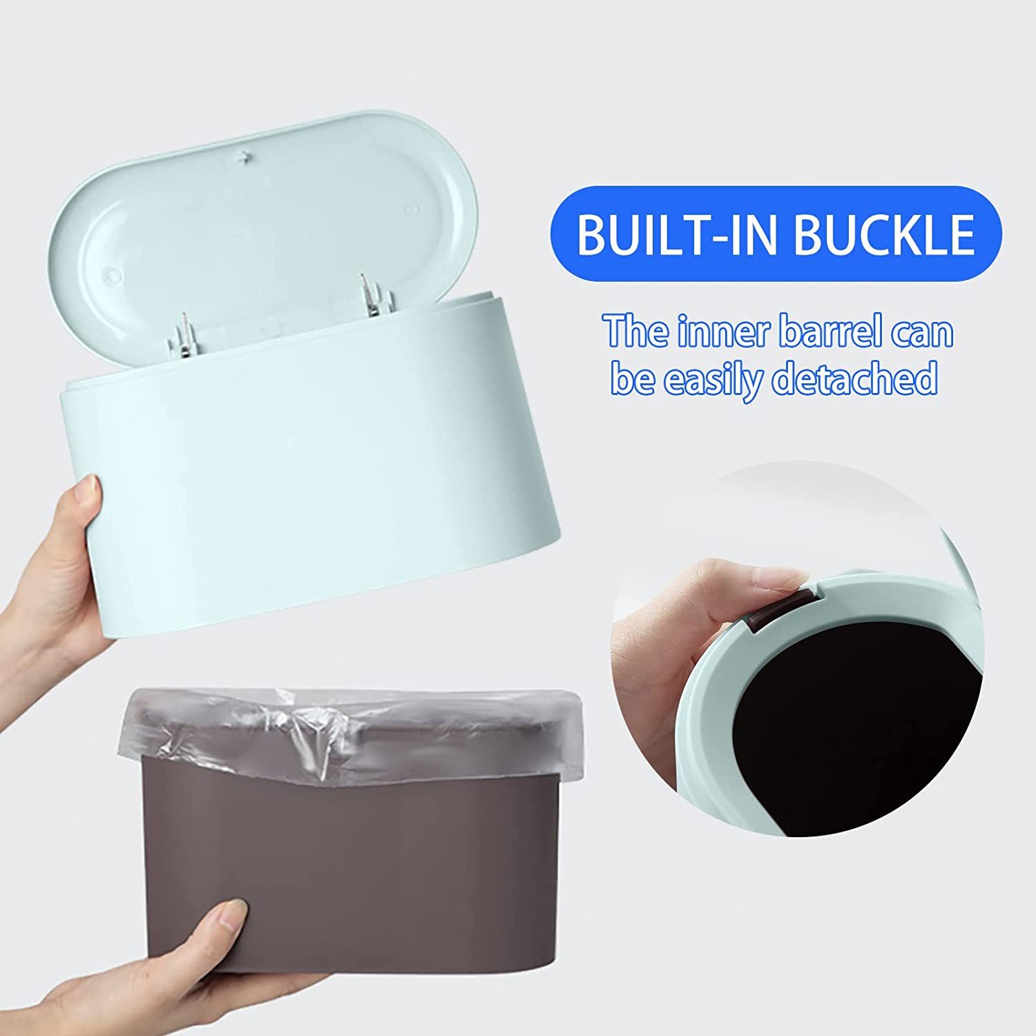 TUWENA Mülleimer Tischmülleimer mit Aufpoppen Deckel, 2L Mini Mülleimer Klein, Plastik
