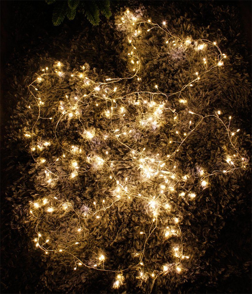 Arnusa LED-Lichterkette Beleuchtung Außen Micro 6m Lichterkette 240-flammig, Weihnachtsbaum LED Draht Innen 240 Cluster LED, und