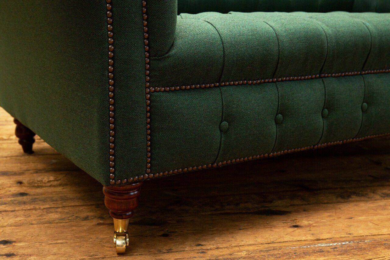 Chesterfield Leder Textil JVmoebel Klassische Polster Couch Möbel Chesterfield-Sofa, Grüne