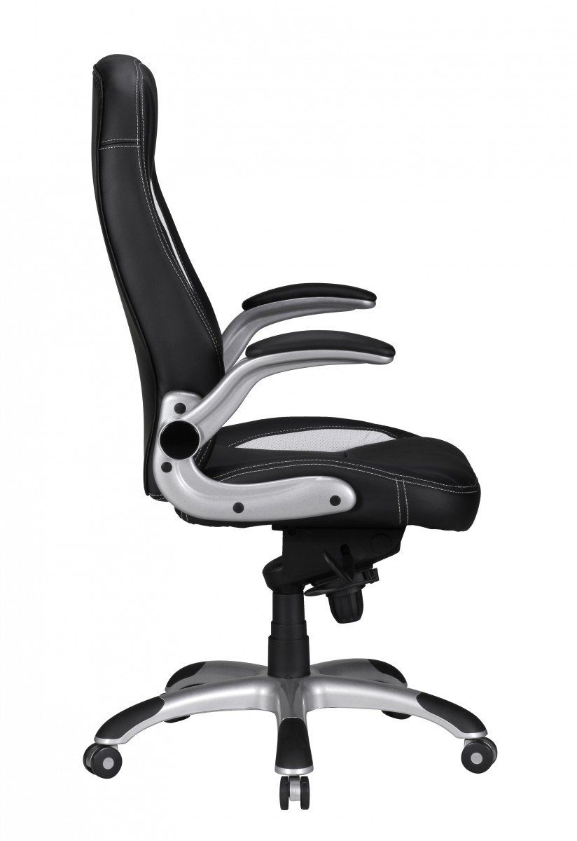 Schreibtischstuhl Armlehne / Gaming SPM1.239 Racing Design), Bürostuhl mit Chair (Kunstleder Amstyle Weiß, Drehbar, Schwarz Drehstuhl