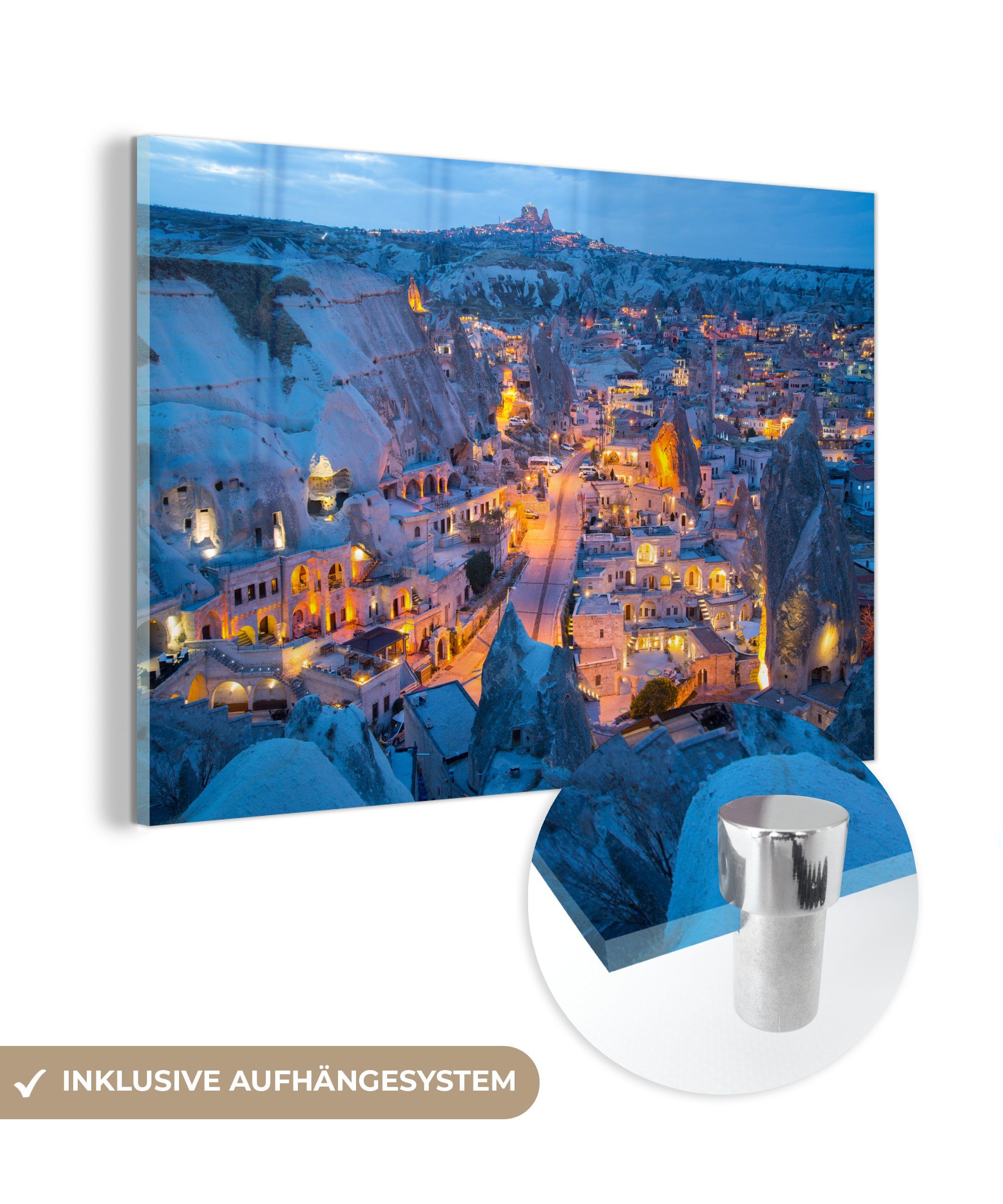 Lebensmittelgeschäft MuchoWow Acrylglasbild Städte - Acrylglasbilder Schlafzimmer (1 - Kappadokien, St), Türkei Wohnzimmer &