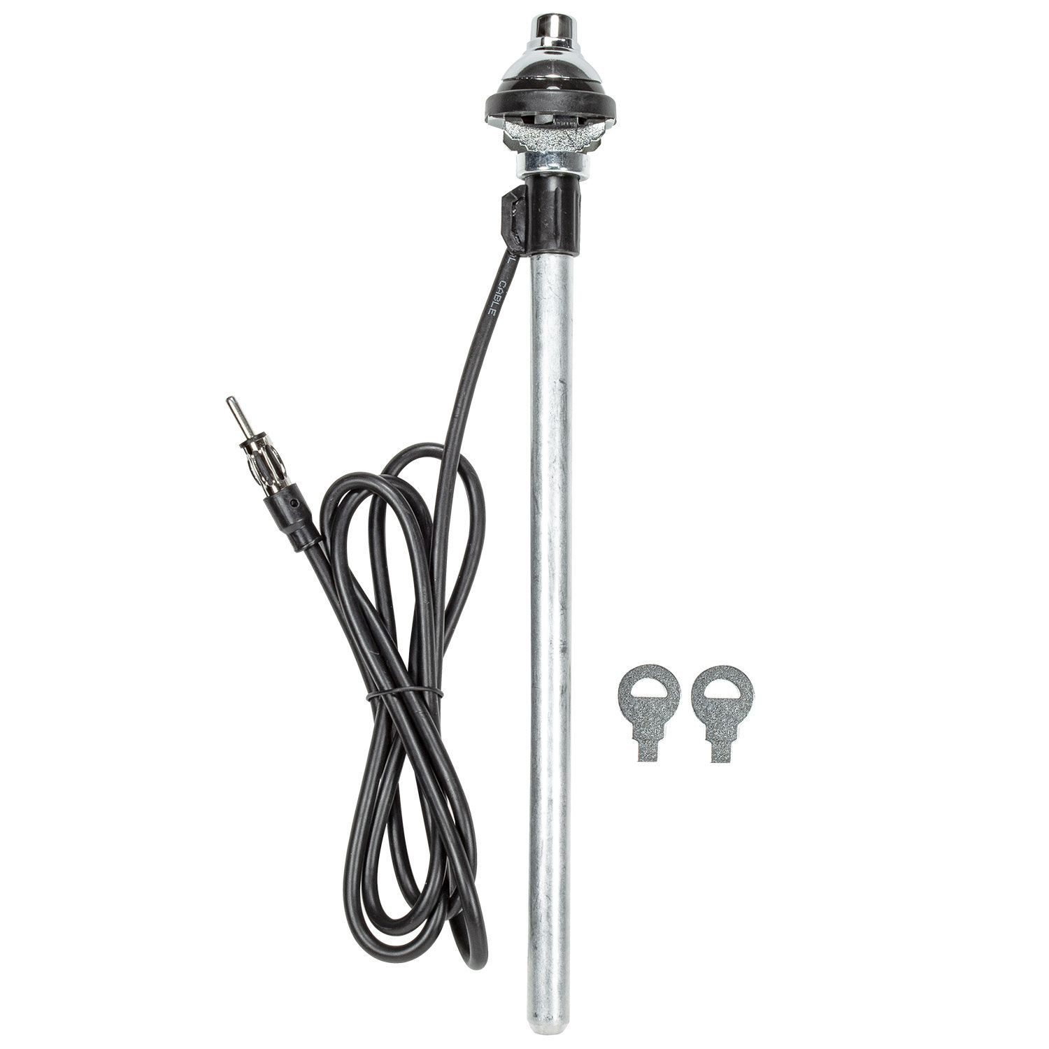 tomzz Audio Universal Kotflügel Teleskopantenne großer Kopf Kabel DIN-Stecker Edel Autoradio-Ersatzantennenstab