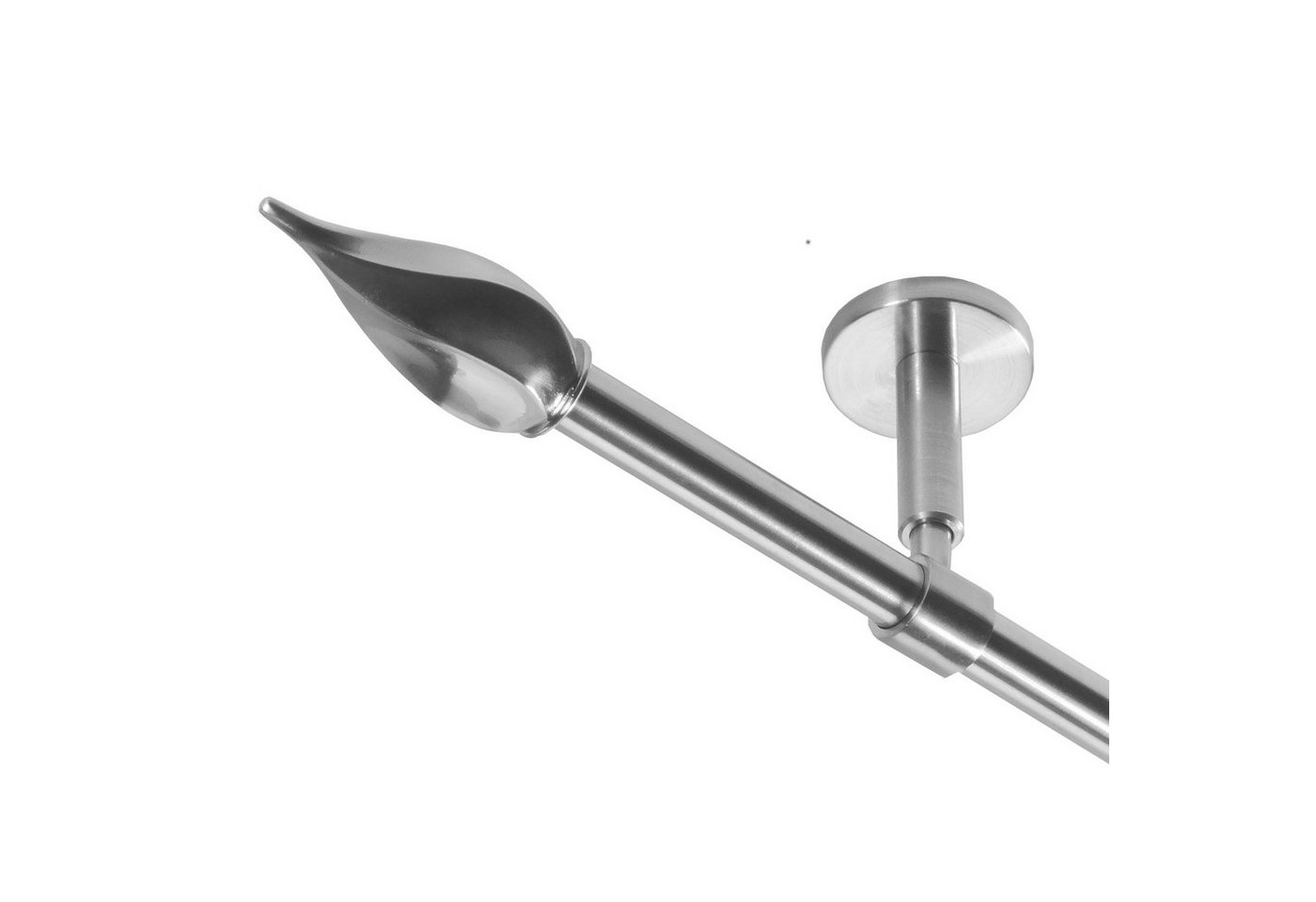 BASIT Gardinenstange Rohr Edelstahl 16 mm mit Deckenträgern 120 cm E14, Ø 16 mm, 1-läufig, verschraubt, Edelstahl, D11 120 cm E14 Zwirbel