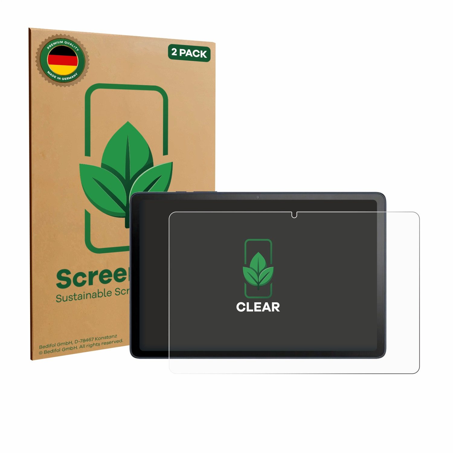 ScreenLeaf Displayschutzfolie Schutzfolie für TCL TAB 10L Gen 4, 2 Stück, nachhaltiger Displayschutz Schutz Folie Klar Transparent