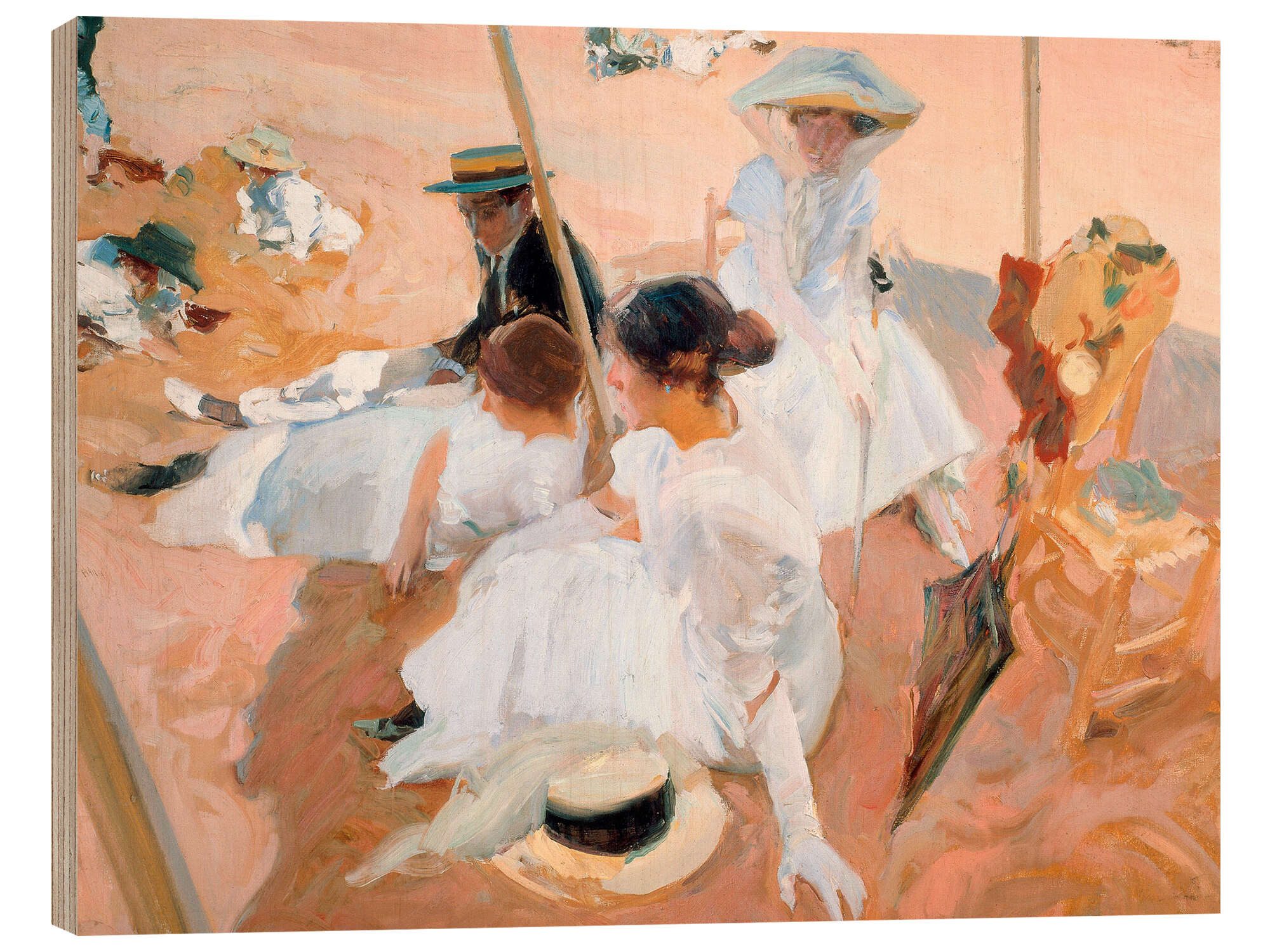 Posterlounge Wandbild Unter dem Sonnenschirm, am Strand in Zarautz, 1905, Joaquín Sorolla y Bastida, erhältlich als Poster, Leinwandbild, Wandsticker oder Acrylglasbild