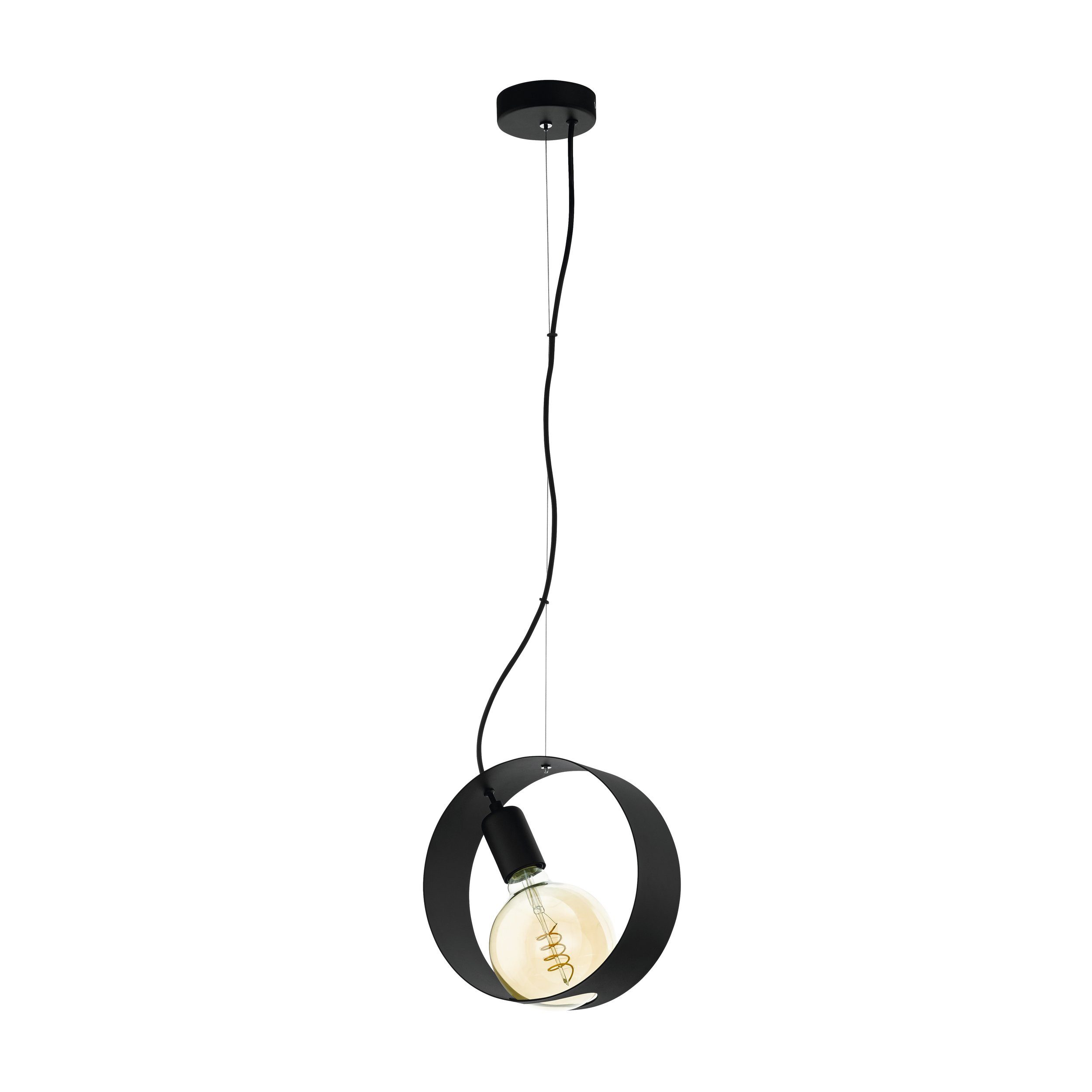 EGLO LED-Hängeleuchte Maidenhead, Leuchtmittel inklusive, Pendelleuchte Maidenhead 1 flammige Hängelampe Vintage Schwarz E27