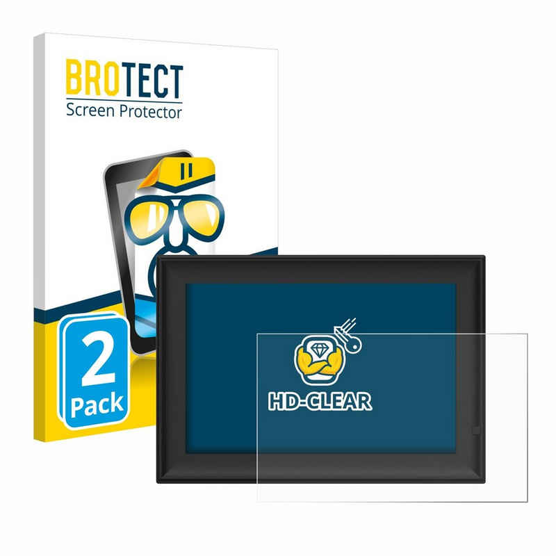 BROTECT Schutzfolie für Yenock Digitaler Bilderrahmen 10.1 Zoll, Displayschutzfolie, 2 Stück, Folie klar