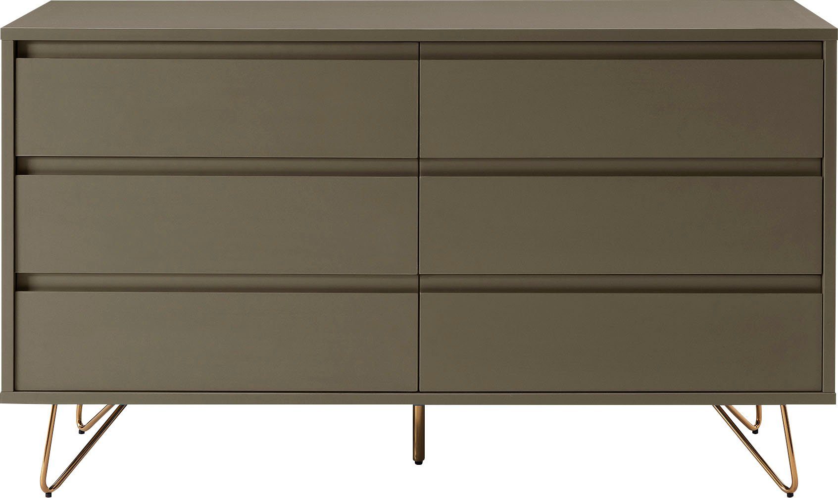 SalesFever Kommode Bolton Design Sideboard mit Stauraum, Haarnadelbeine aus Metall mit Messinglegierung