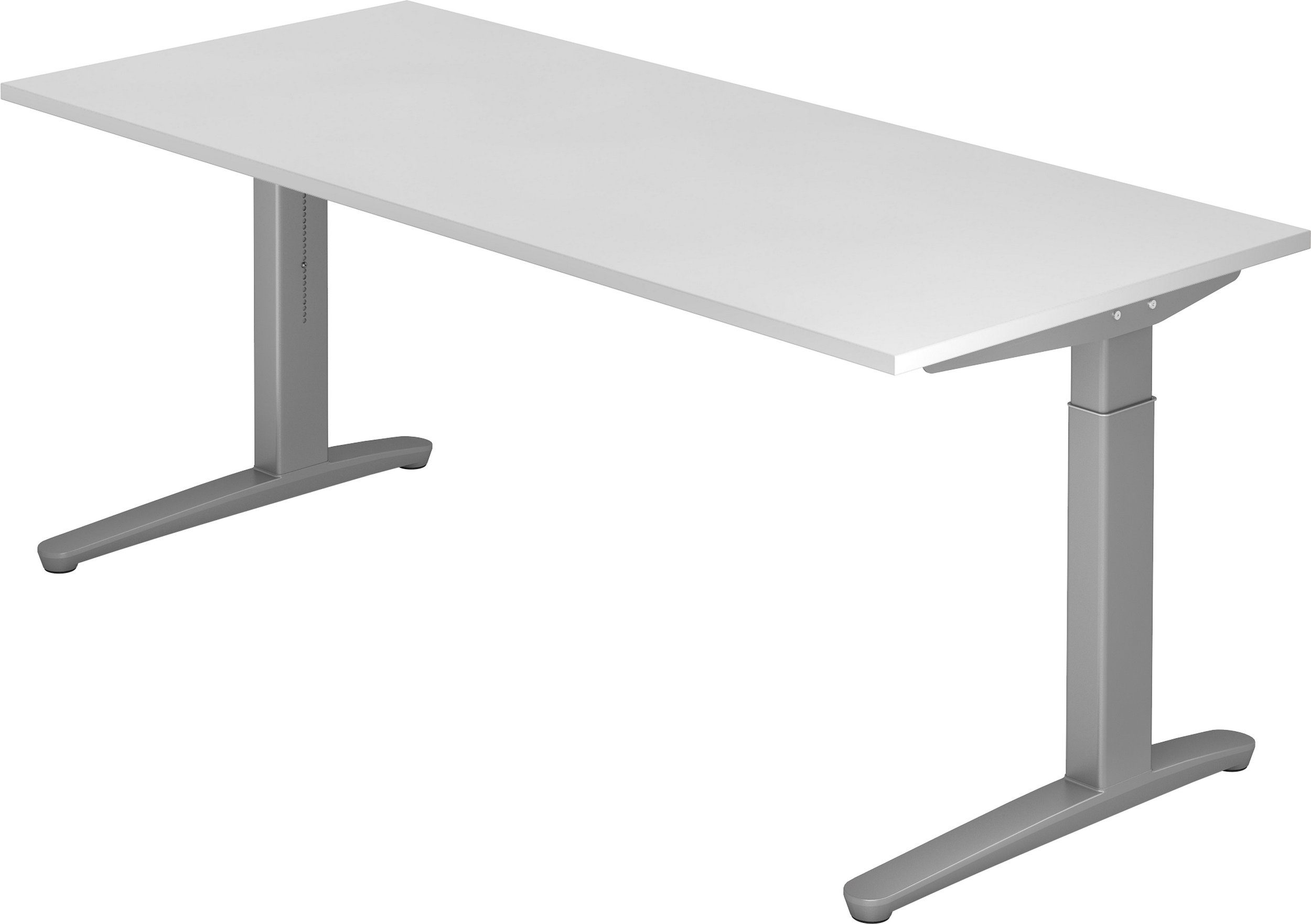 bümö Schreibtisch Schreibtisch Serie-XB, Rechteck: 180 x 80 cm - Dekor: Weiß - Gestell: Silber