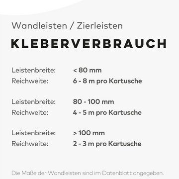 NOËL & MARQUET by nmc Zierleiste Polystyrol, 15 x 65 x 2000 mm, Weiß, Wandleiste, Wanddekoration