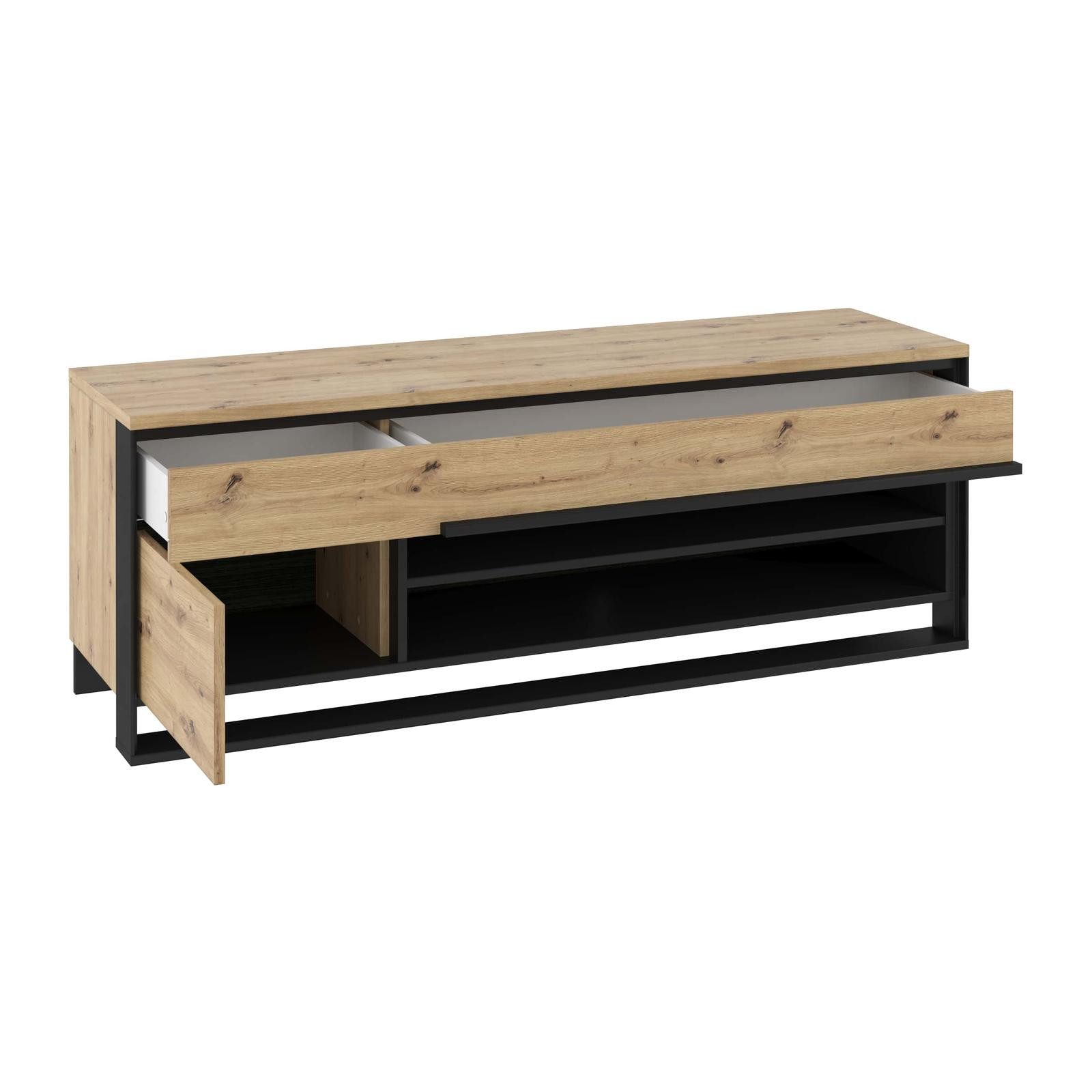 HAUSELEMENT TV-Schrank QUANT QA-04 Fernsehschrank 155 cm Fernsehtisch Lowboard Grifflos Push-to-Open Loft