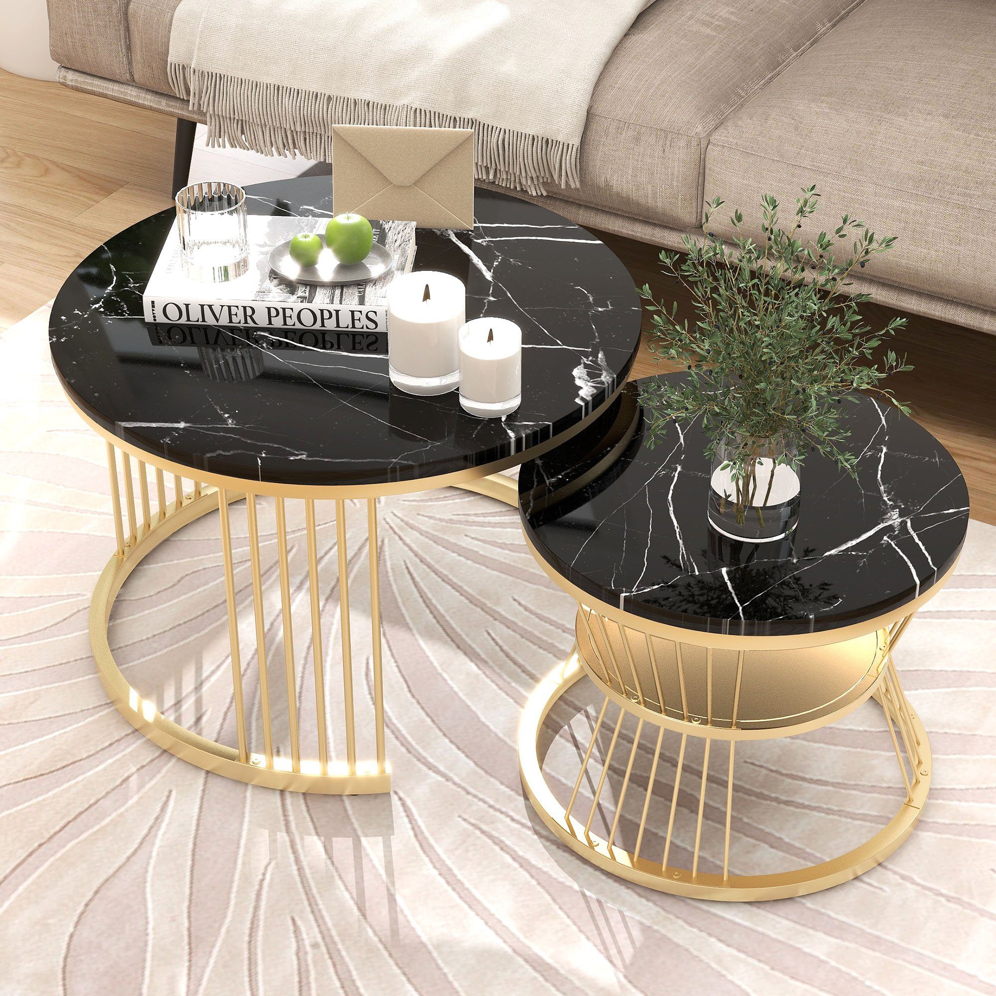 OKWISH Couchtisch und 2er Set, Beistelltisch günstig online kaufen