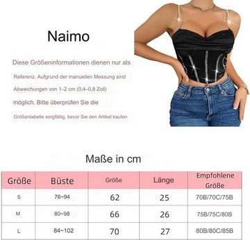 FIDDY Tanktop Damen Strass Tank Top Ärmellos Spaghettiträger Cami Korsett Trägertop