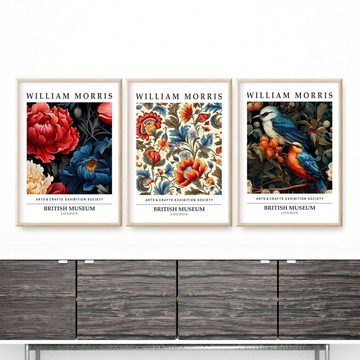 homestyle-accessoires Poster Bilder Wandbilder Kunstdruck WILLIAM MORRIS DIN A4/A3 3er Set, Ohne Bilderrahmen