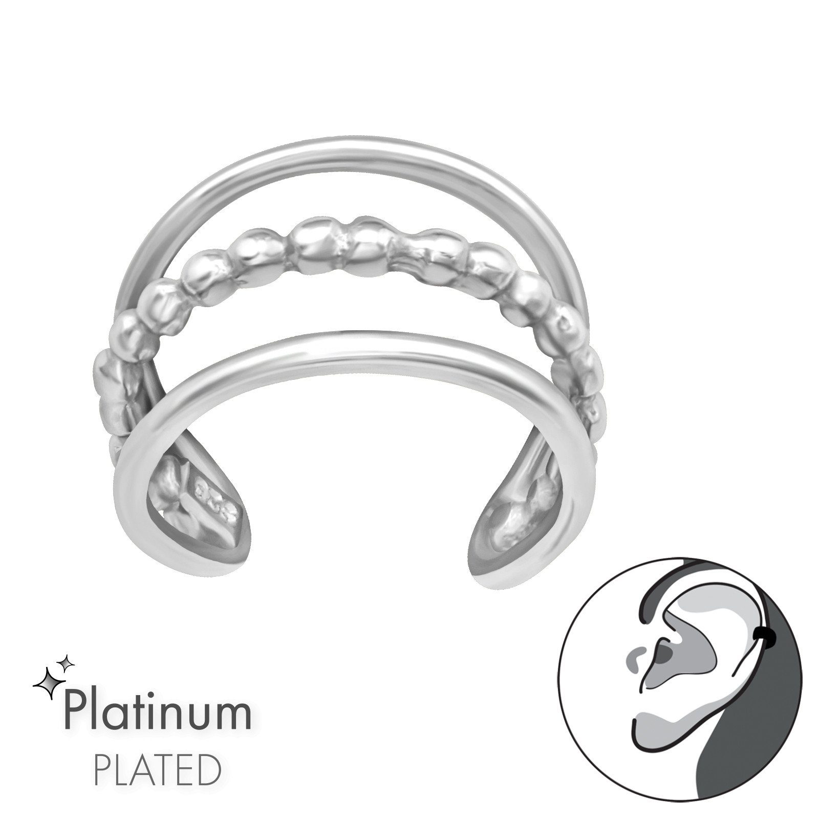 ALEXANDER YORK Ohrklemme TWISTED und GLATT, 925 Sterling Silber