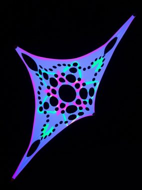 Wandteppich Schwarzlicht Segel Spandex "Progspy Neon Space Star II" Multi 1,5x3m, PSYWORK, UV-aktiv, leuchtet unter Schwarzlicht