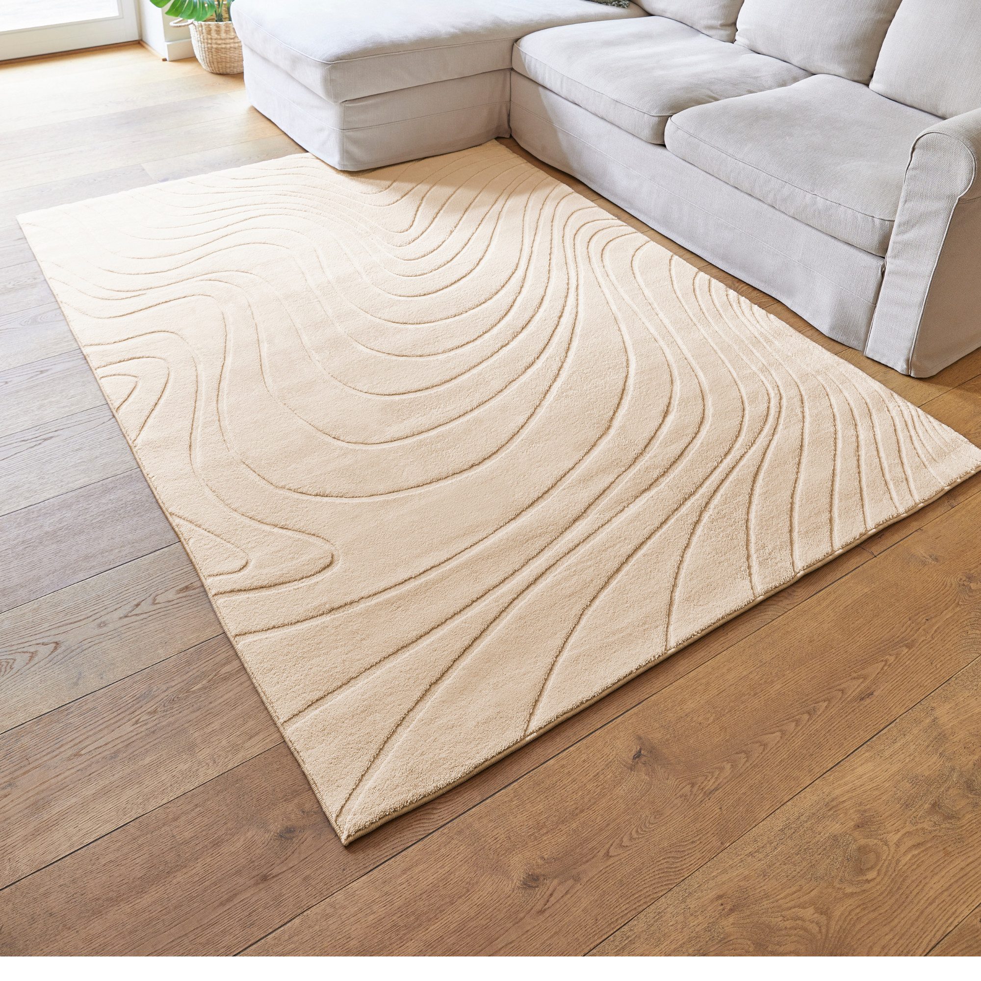 Andiamo Teppich Dale, rechteckig, Höhe: 10 mm, Uni Farben, Hoch-Tief-Struktur, Carving-Effekt, Wohnzimmer