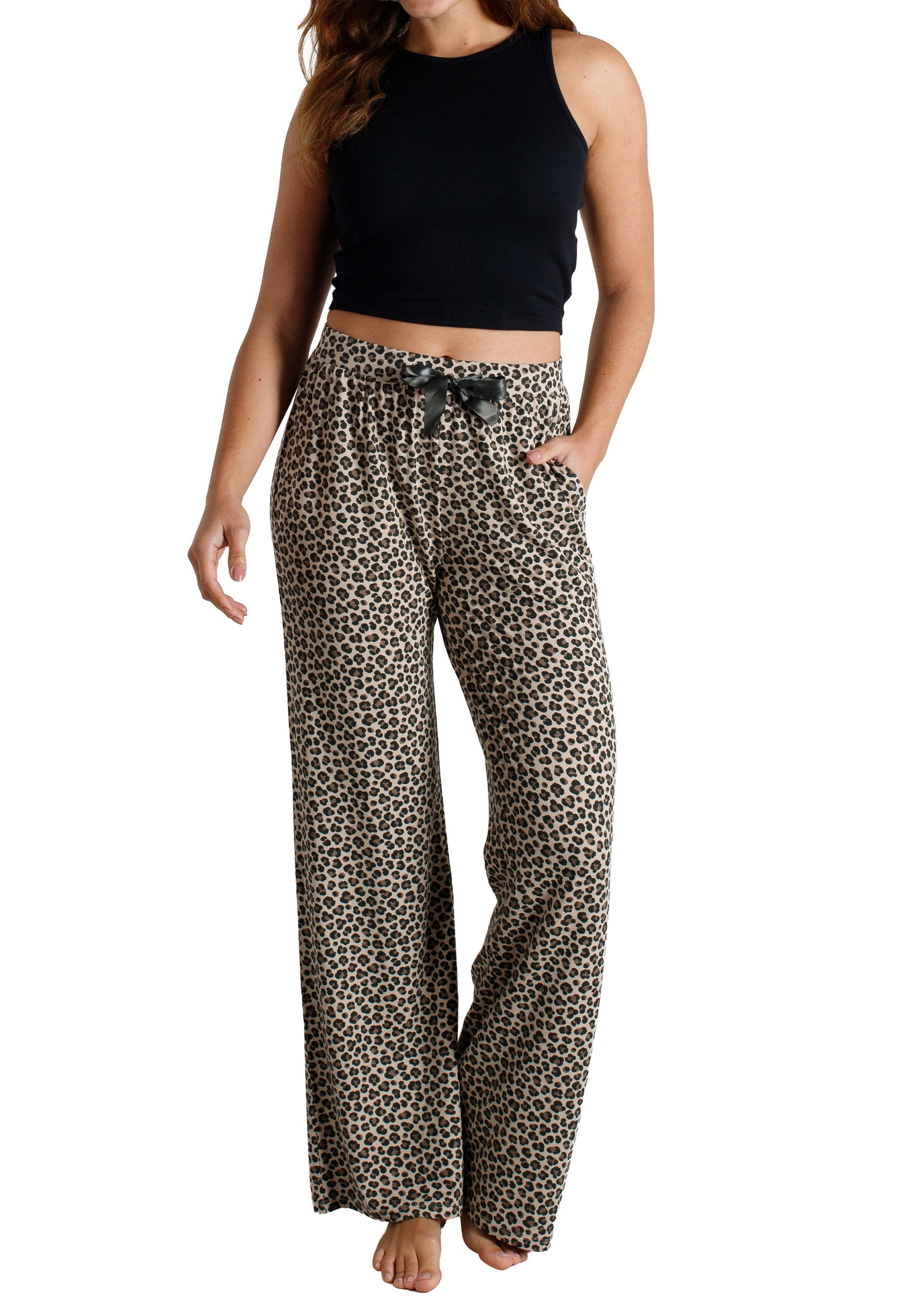 TOM TAILOR Schlafhose TOM TAILOR Damen Lange-Hose braun bedruckt (1-tlg)