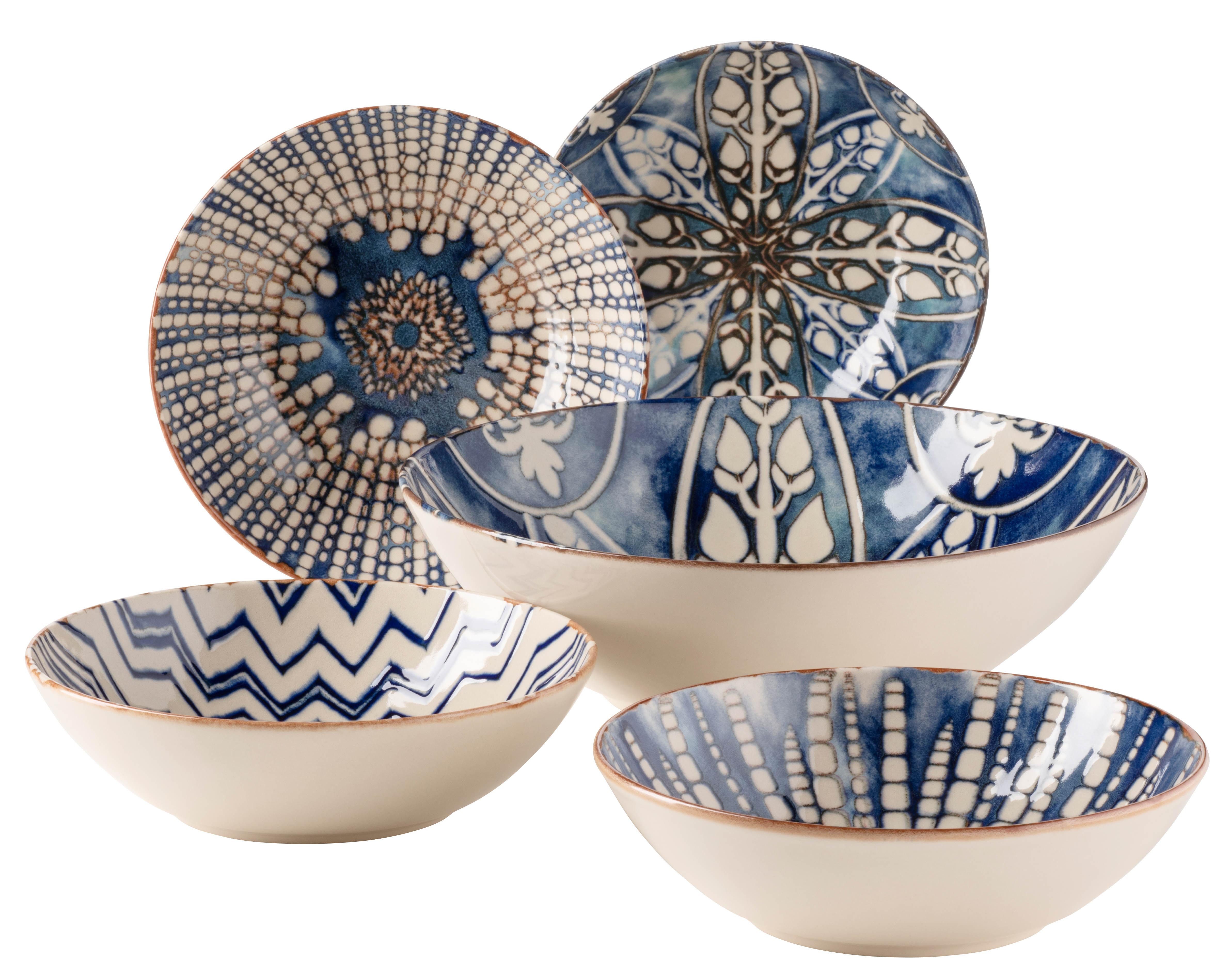 MÄSER Salatschüssel IBERICO BLUE, Salatschüssel-Set, Steinzeug, Steinzeug, (5-tlg)