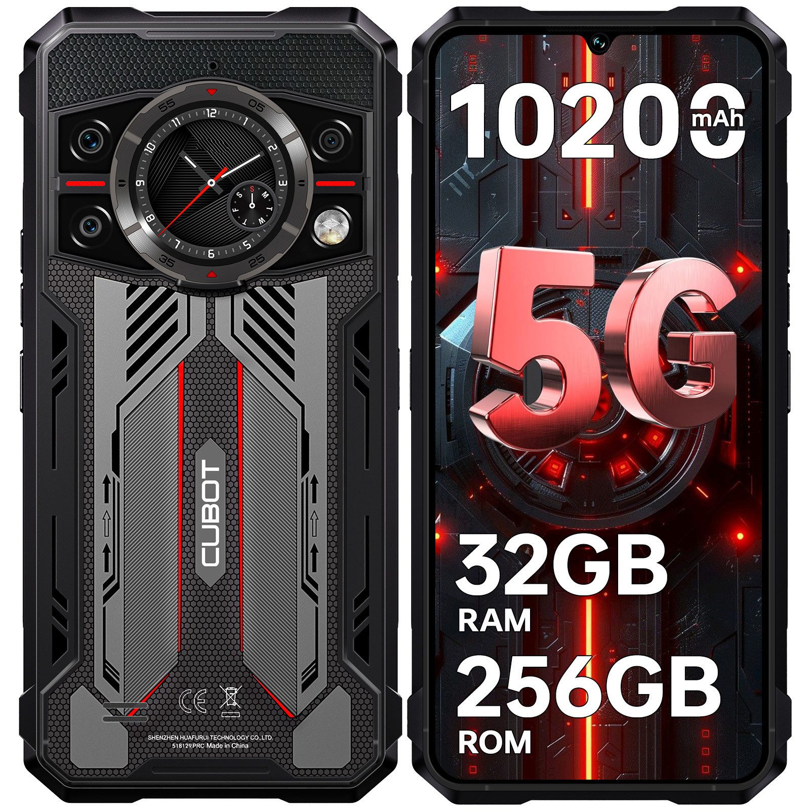 Cubot KINGKONG 11 5G Outdoor Smartphone (17,07 cm/6.72 Zoll, 256 GB Speicherplatz, 108 MP Kamera, 10200mAh, 6.72" FHD+ 120Hz, IP68/IP69K, 5G Dual-SIM, NFC, OTG)